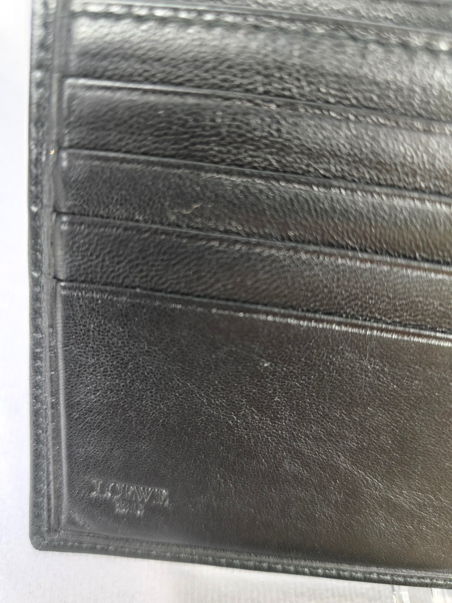 Loewe Tumbled Calfskin Leather Black Mens Wallet