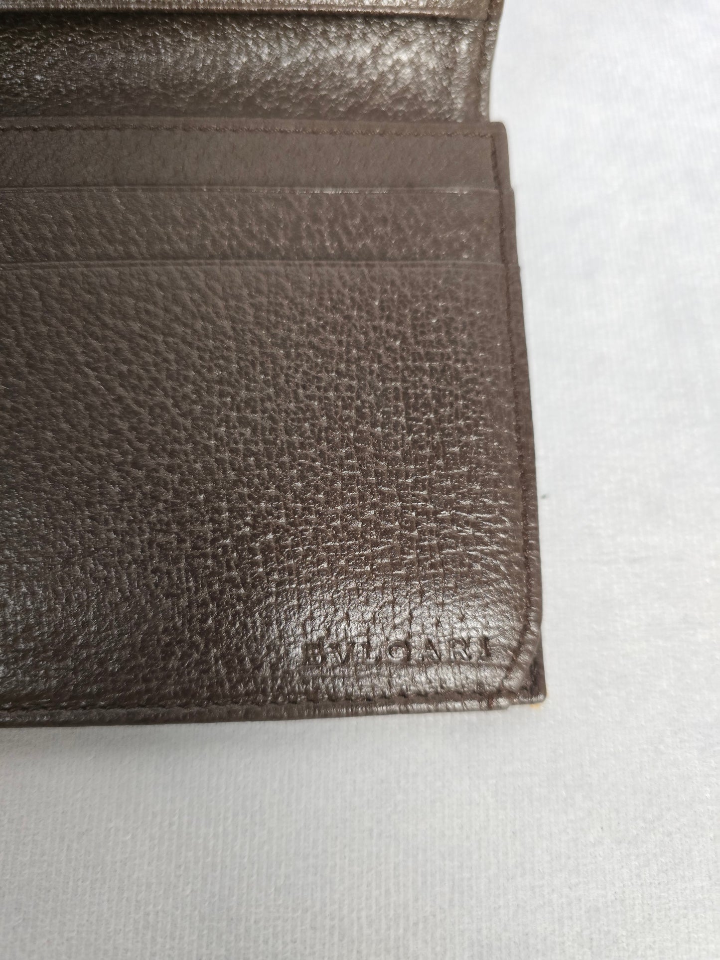 Bvlgari Vintage Tan Canvas and Brown Leather Double Bifold Wallet