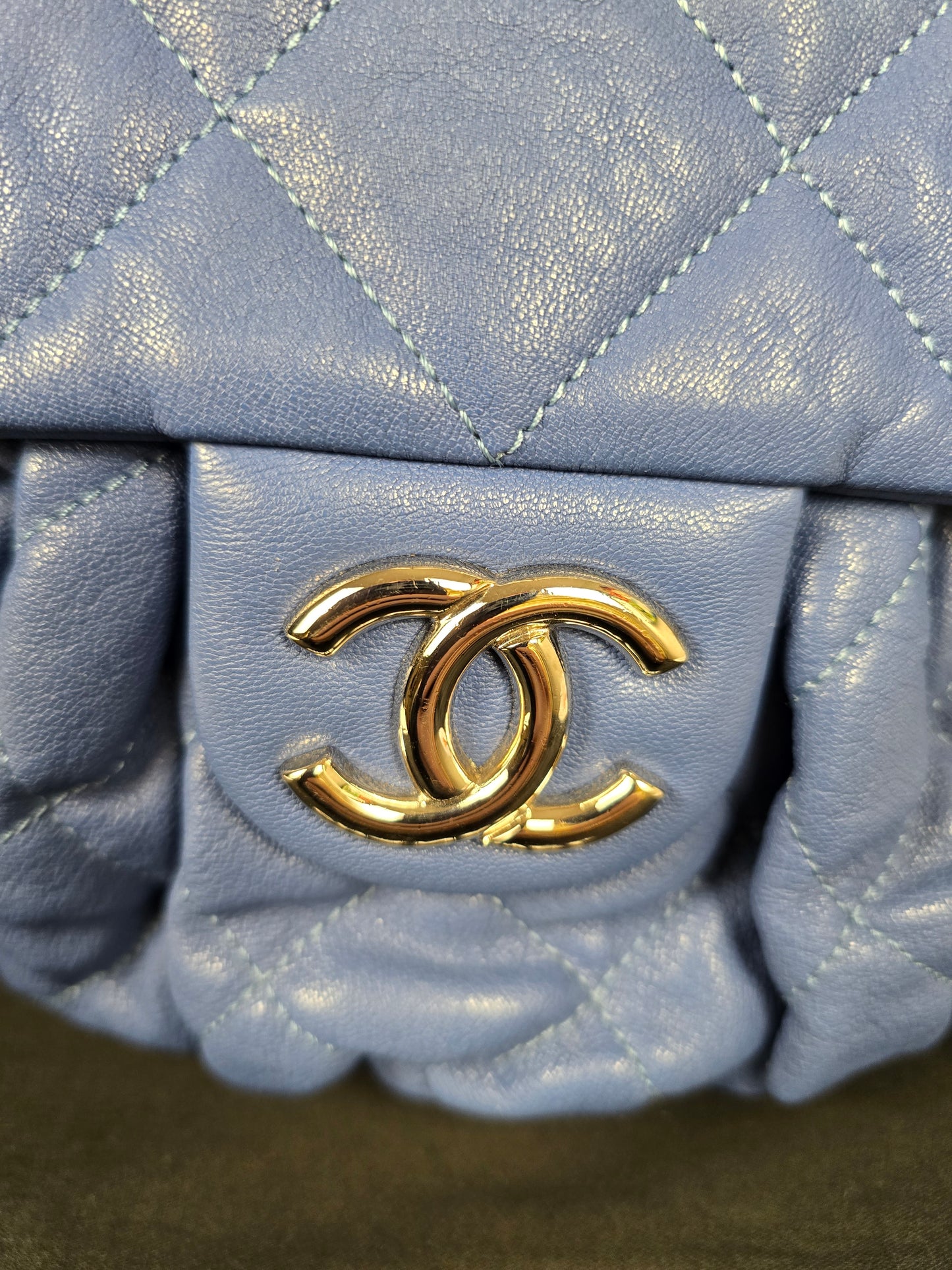 Chanel Blue Lambskin Chain Around Flap Bag