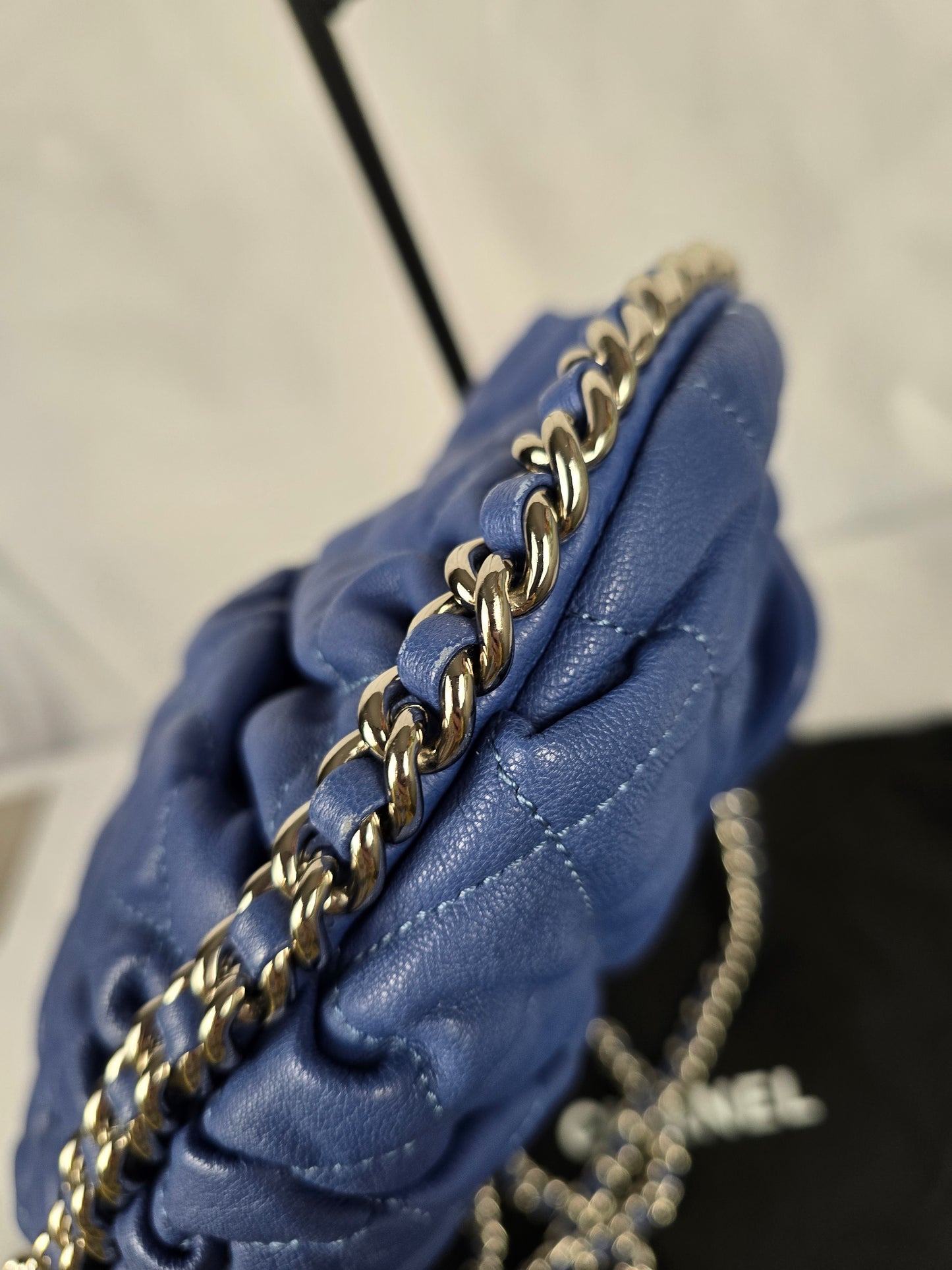 Chanel Blue Lambskin Chain Around Flap Bag