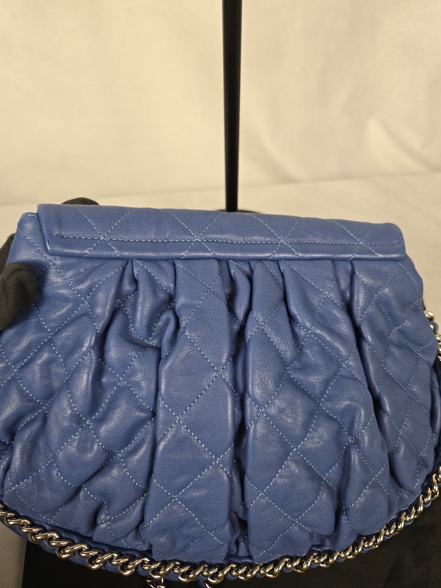 Chanel Blue Lambskin Chain Around Flap Bag