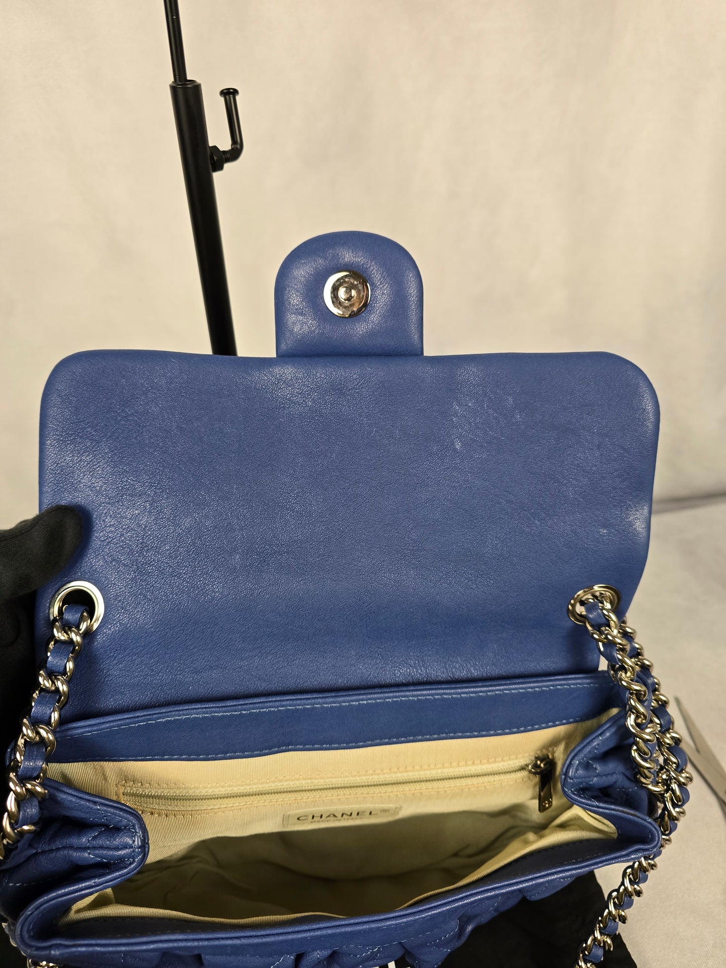 Chanel Blue Lambskin Chain Around Flap Bag