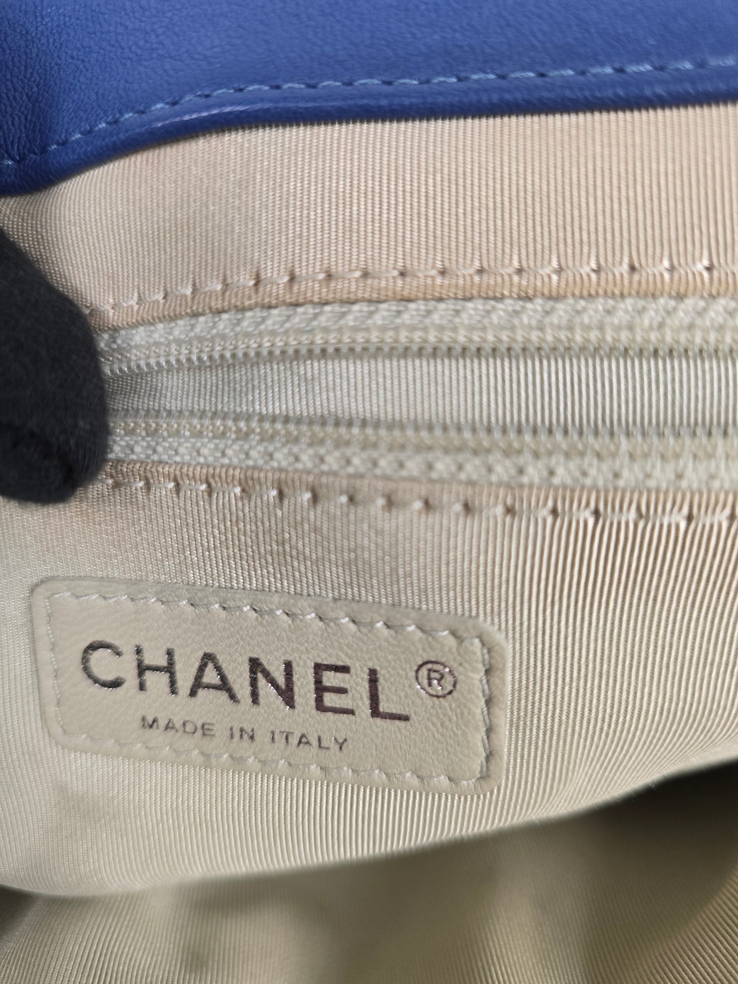 Chanel Blue Lambskin Chain Around Flap Bag