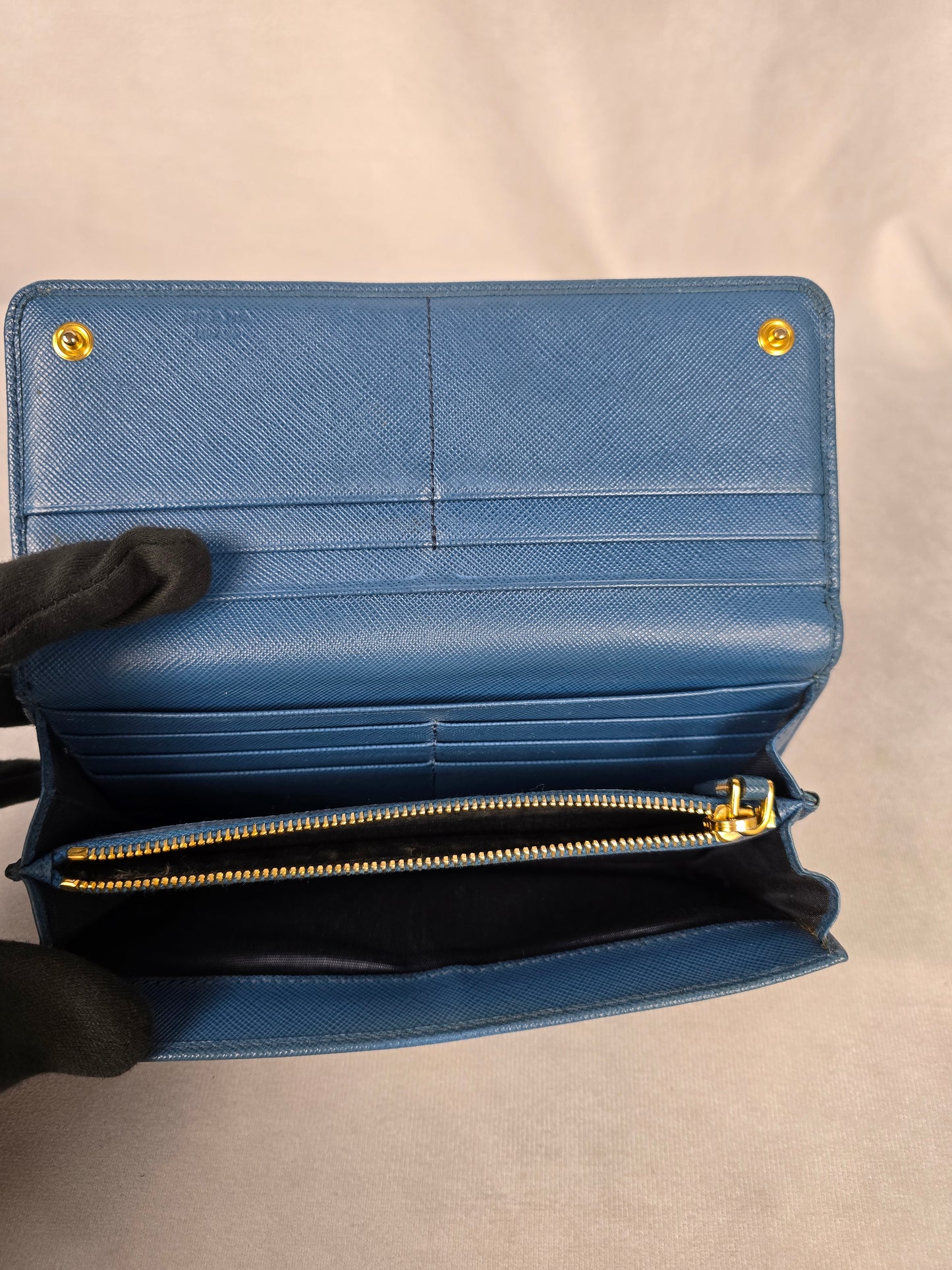 Prada Cobalto Blue Leather Long Wallet