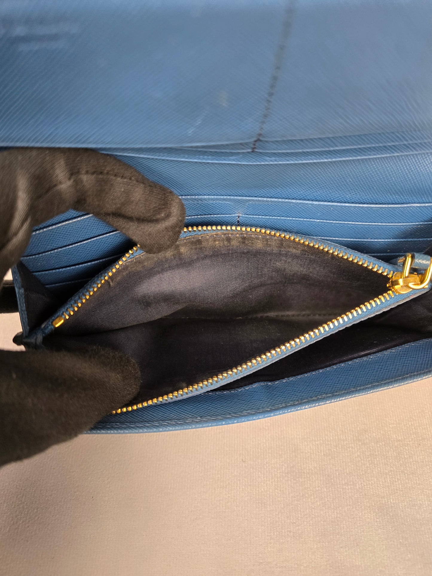 Prada Cobalto Blue Leather Long Wallet