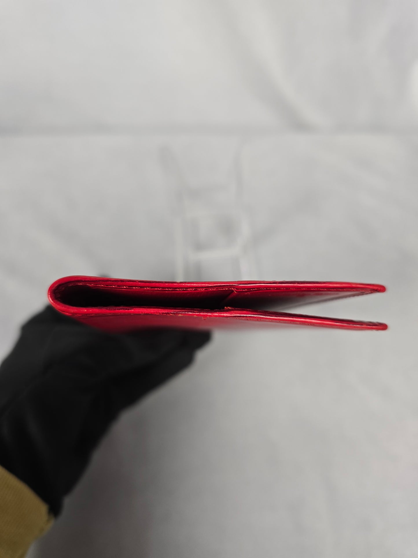 Louis Vuitton Chequier Checkbook Wallet in Red Epi Leather