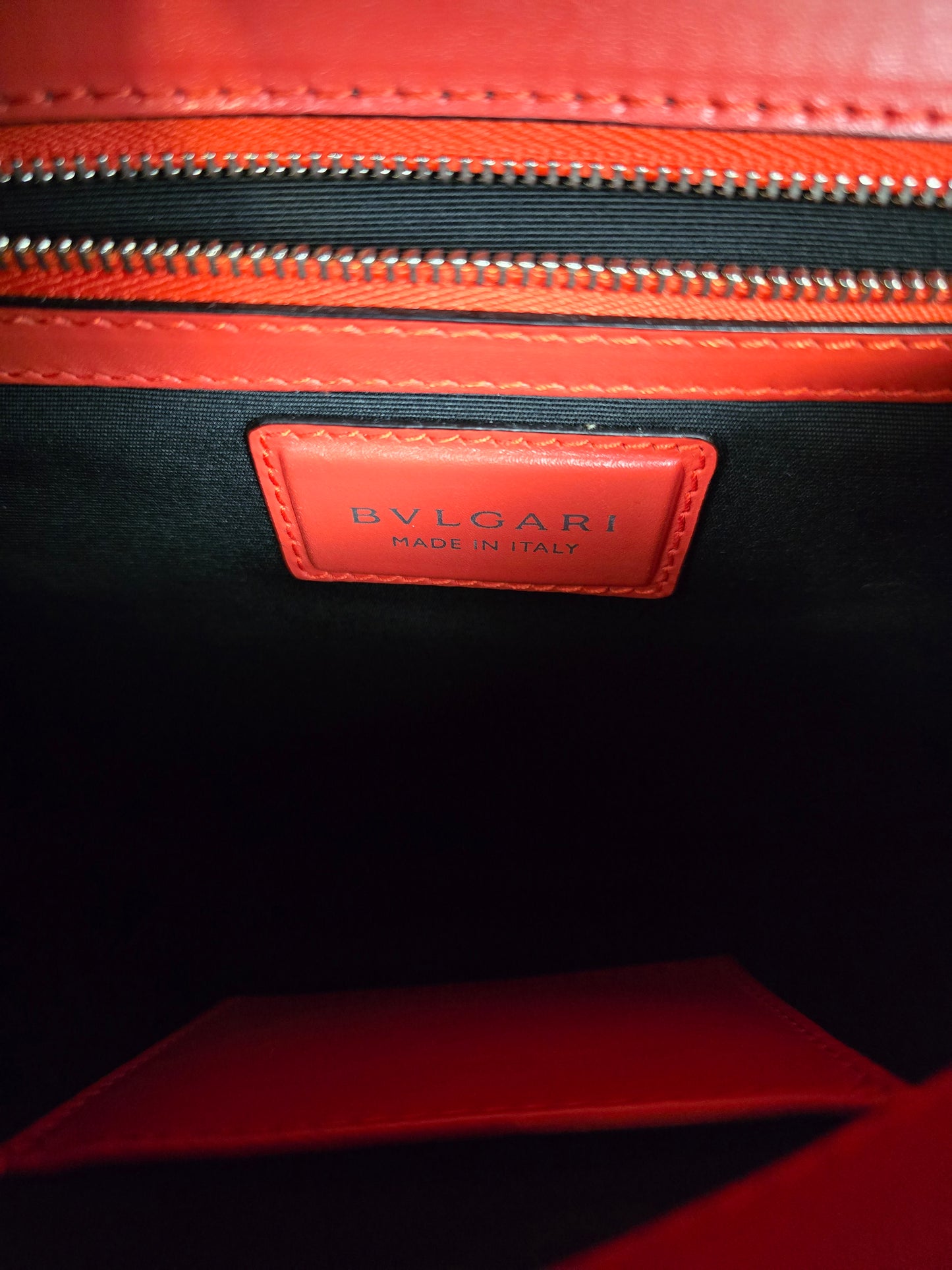 Bvlgari Serpenti Large Calfskin Red Leather Handbag with Shoulder Chain Strap