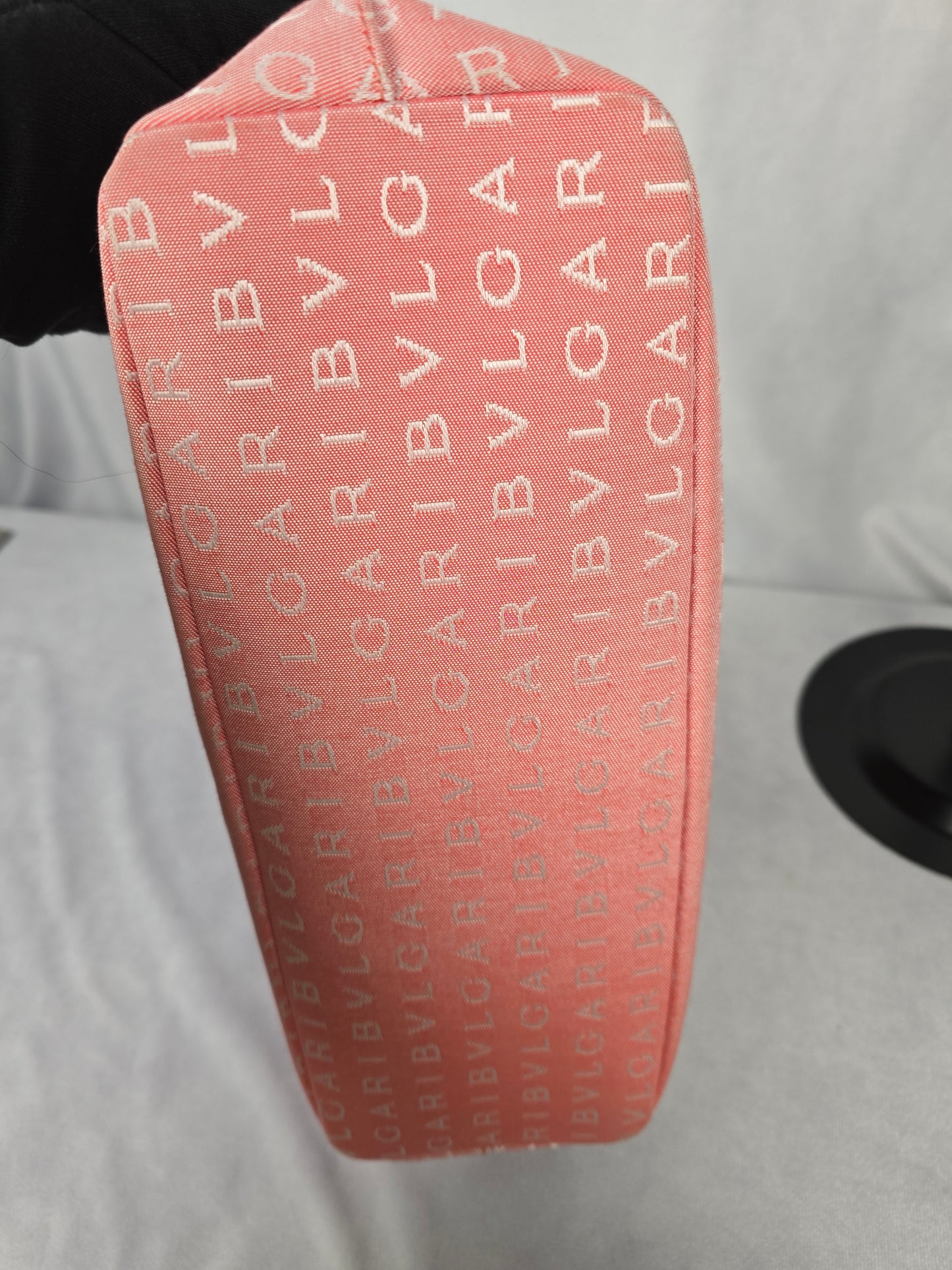 Bvlgari Vintage Logo Mania Tote Pink Canvas with leather trim