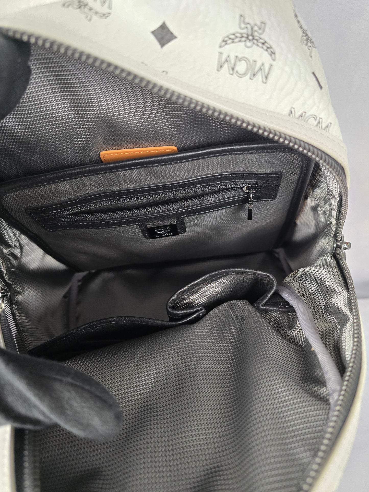 MCM Small White Visetos Backpack