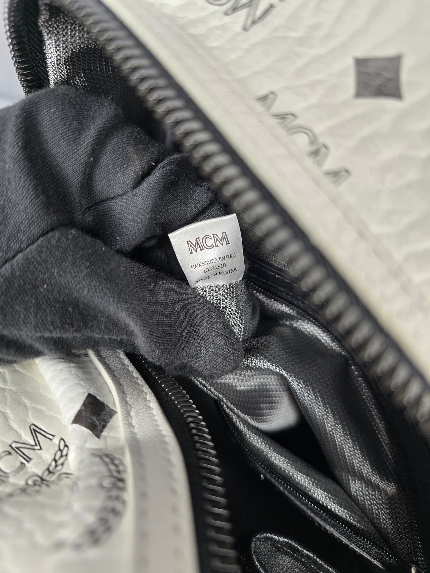 MCM Small White Visetos Backpack