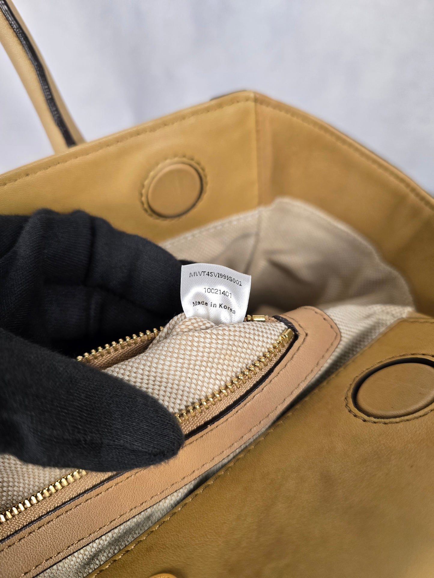 MCM Kathy Ivory and Pale Pink Stripe Visetos Leather Two - Way Tote