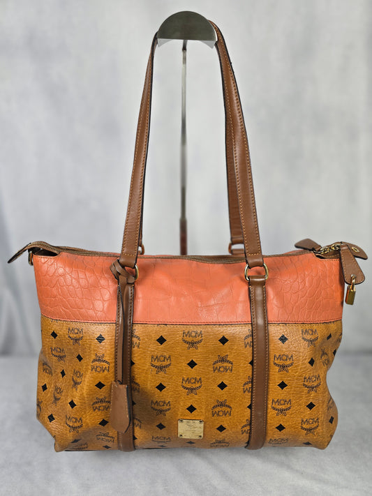 MCM Visetos Two-Toned Tote Bag