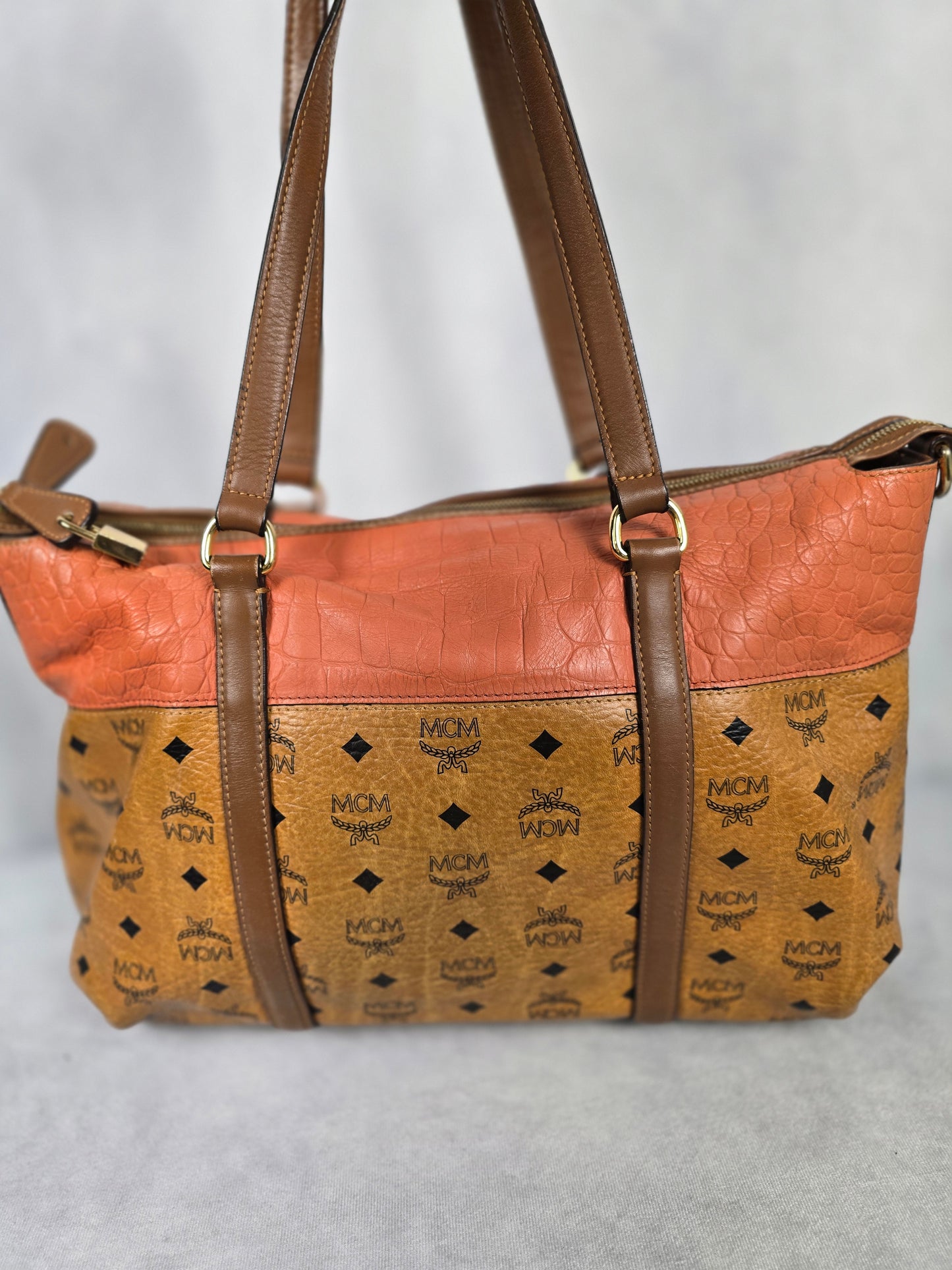 MCM Visetos Two-Toned Tote Bag