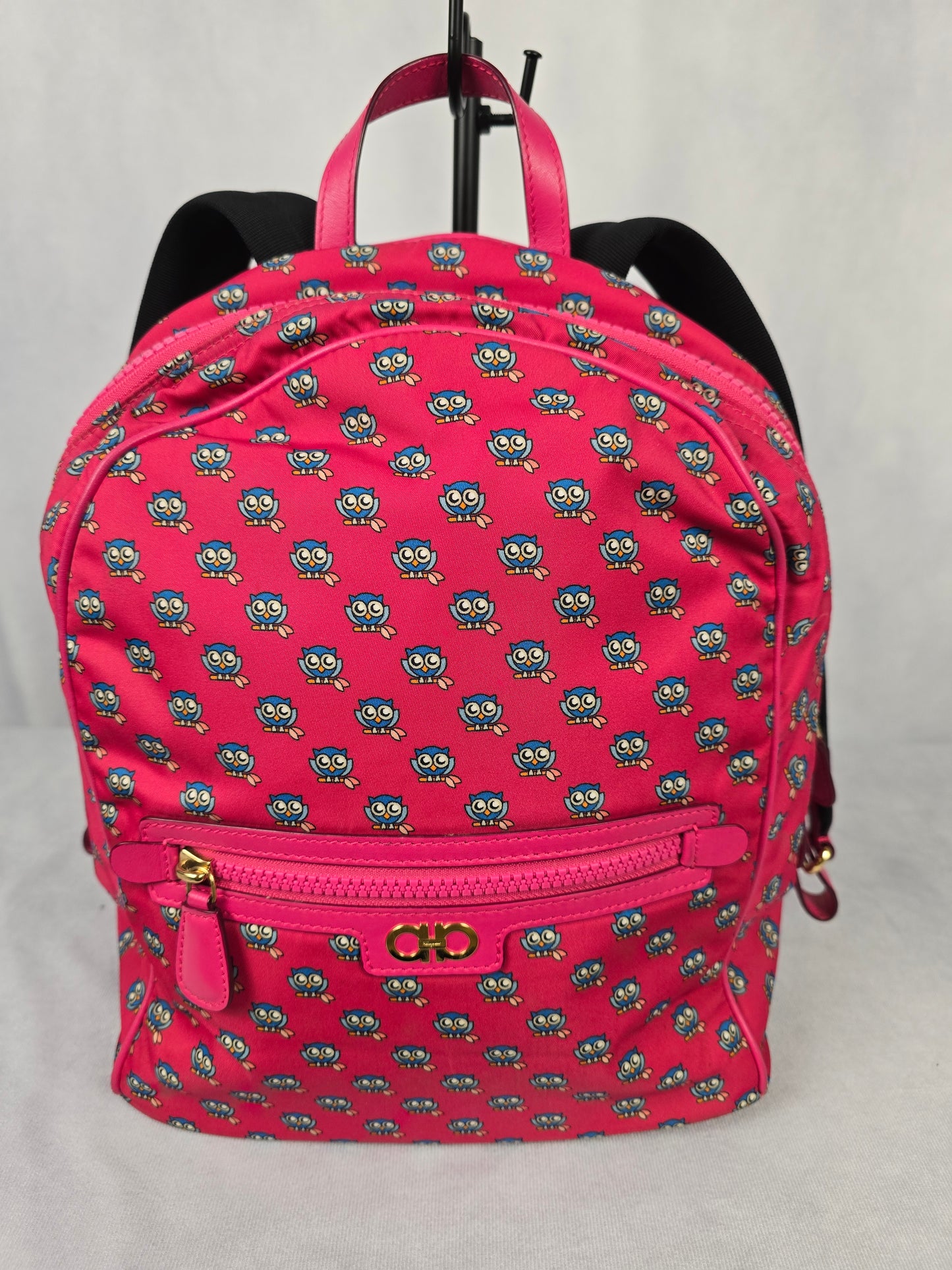Ferragamo Red Nylon Owl Print Backpack