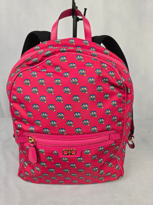 Ferragamo Red Nylon Owl Print Backpack