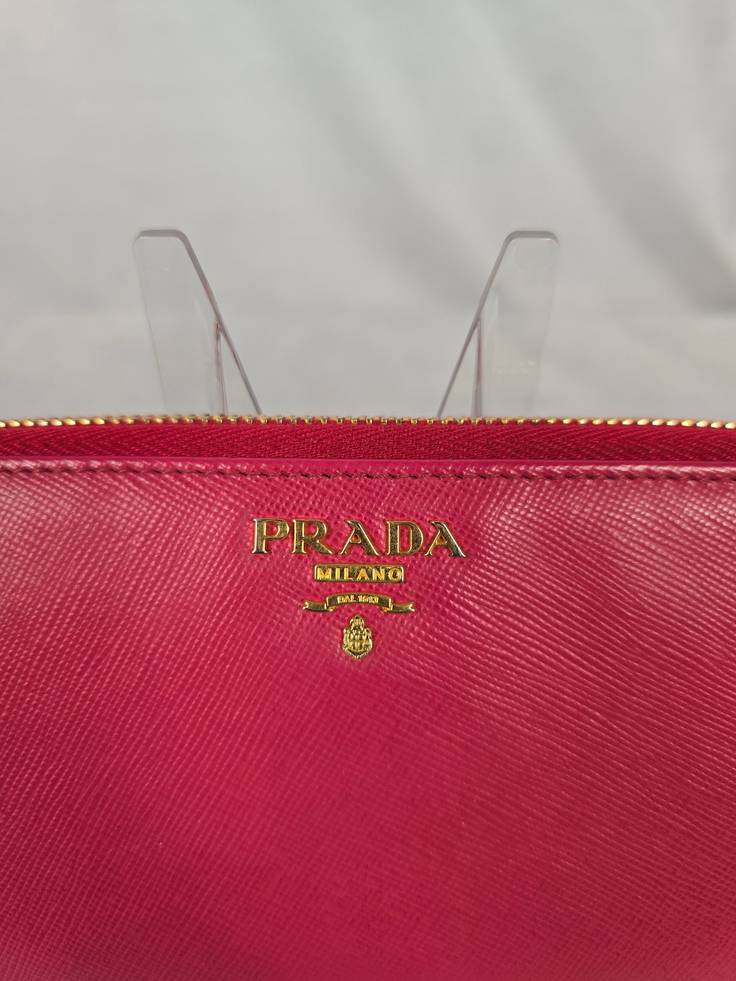 Prada Vitello  Peonia Saffiano Leather Zip Around Long Wallet