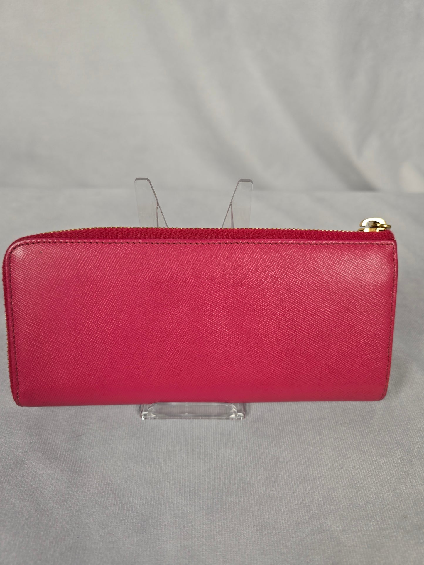 Prada Vitello  Peonia Saffiano Leather Zip Around Long Wallet