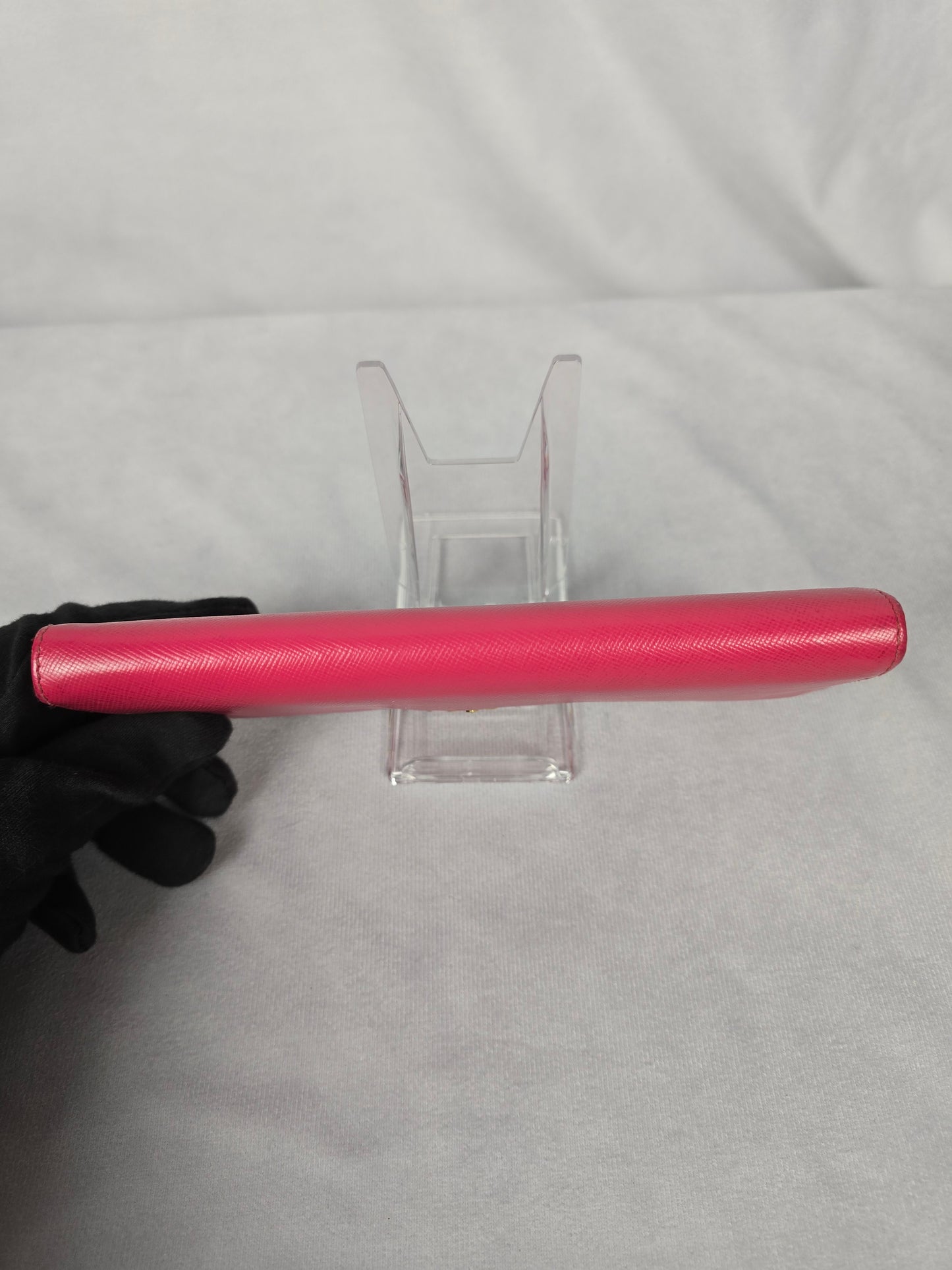 Prada Vitello  Peonia Saffiano Leather Zip Around Long Wallet