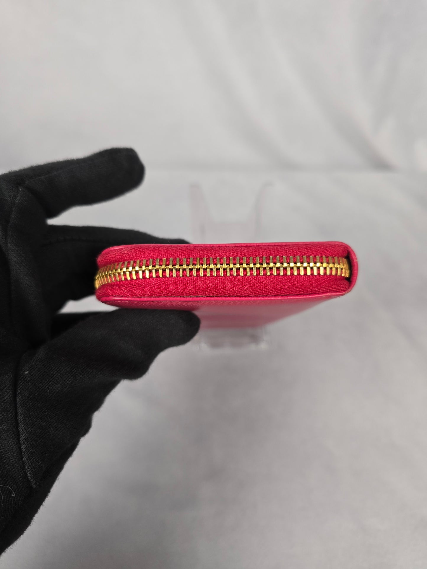 Prada Vitello  Peonia Saffiano Leather Zip Around Long Wallet