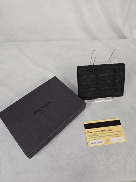 Prada Vintage Black Vinyl and Leather Mens Wallet