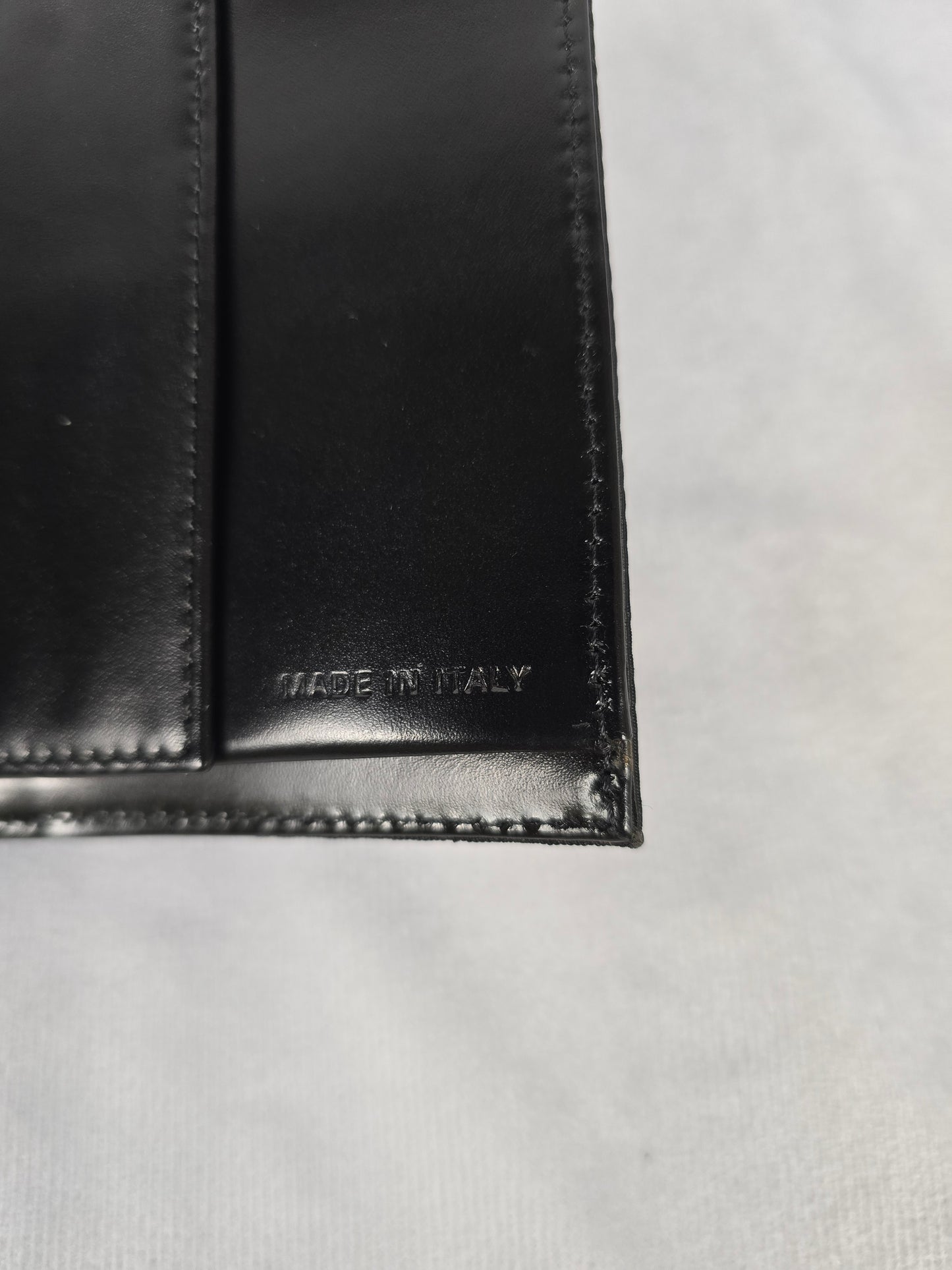 Prada Vintage Black Vinyl and Leather Mens Wallet
