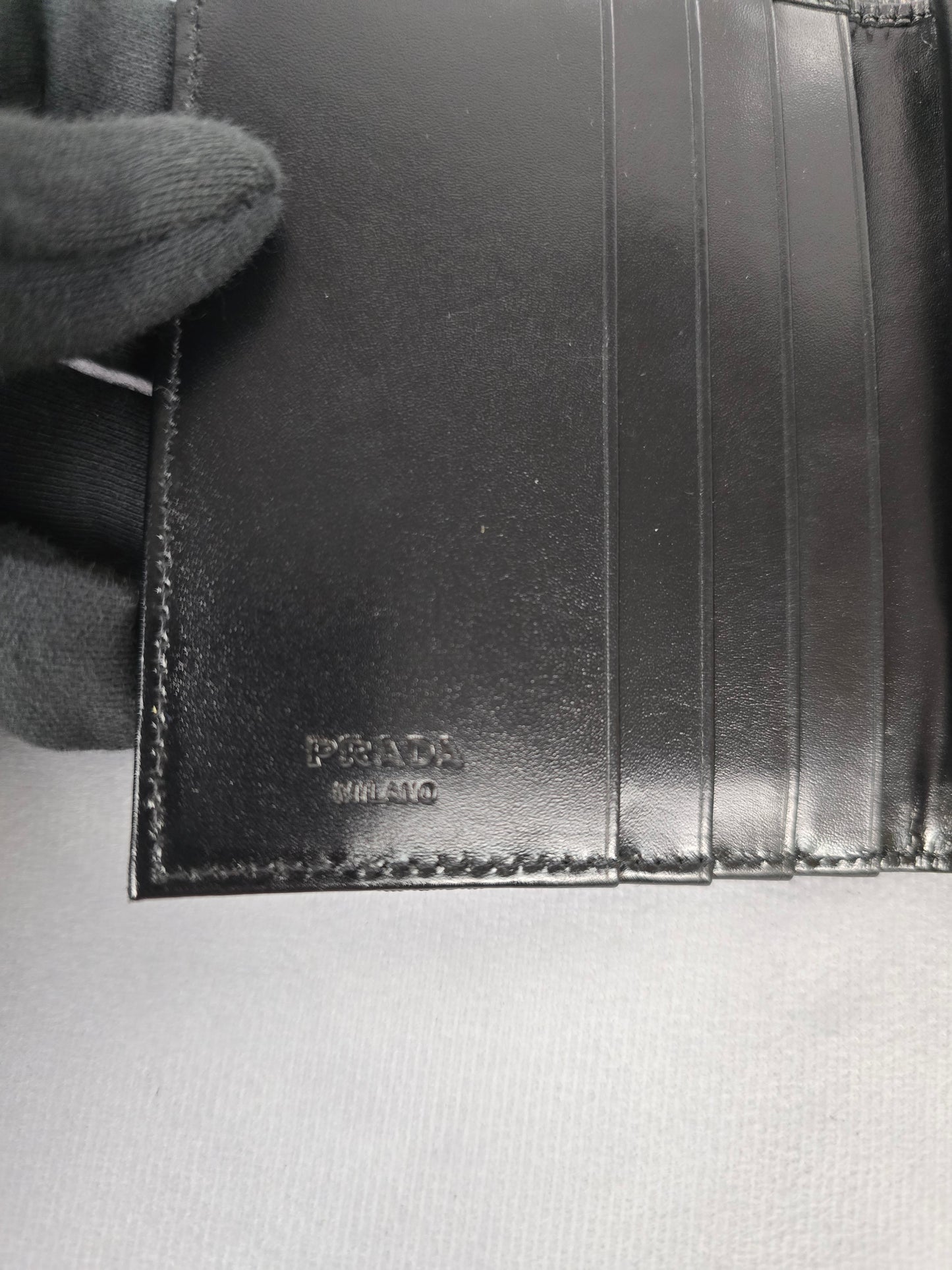 Prada Vintage Black Vinyl and Leather Mens Wallet
