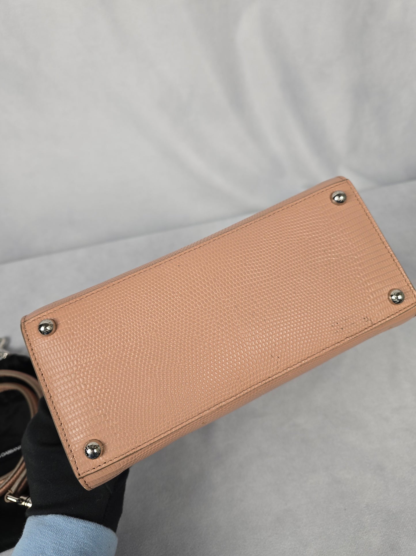 Dolce and Gabbana Monica Small Lizard Embossed Two Way Bag