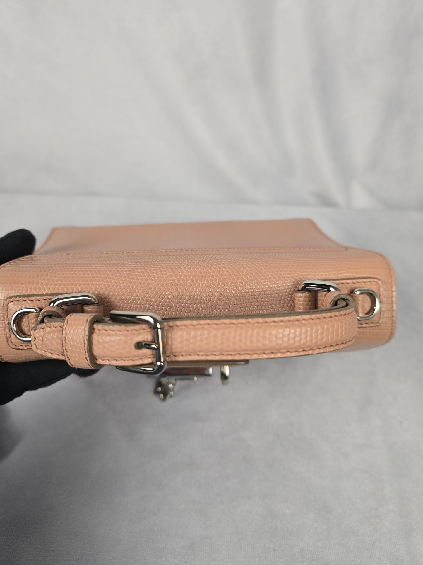 Dolce and Gabbana Monica Small Lizard Embossed Two Way Bag