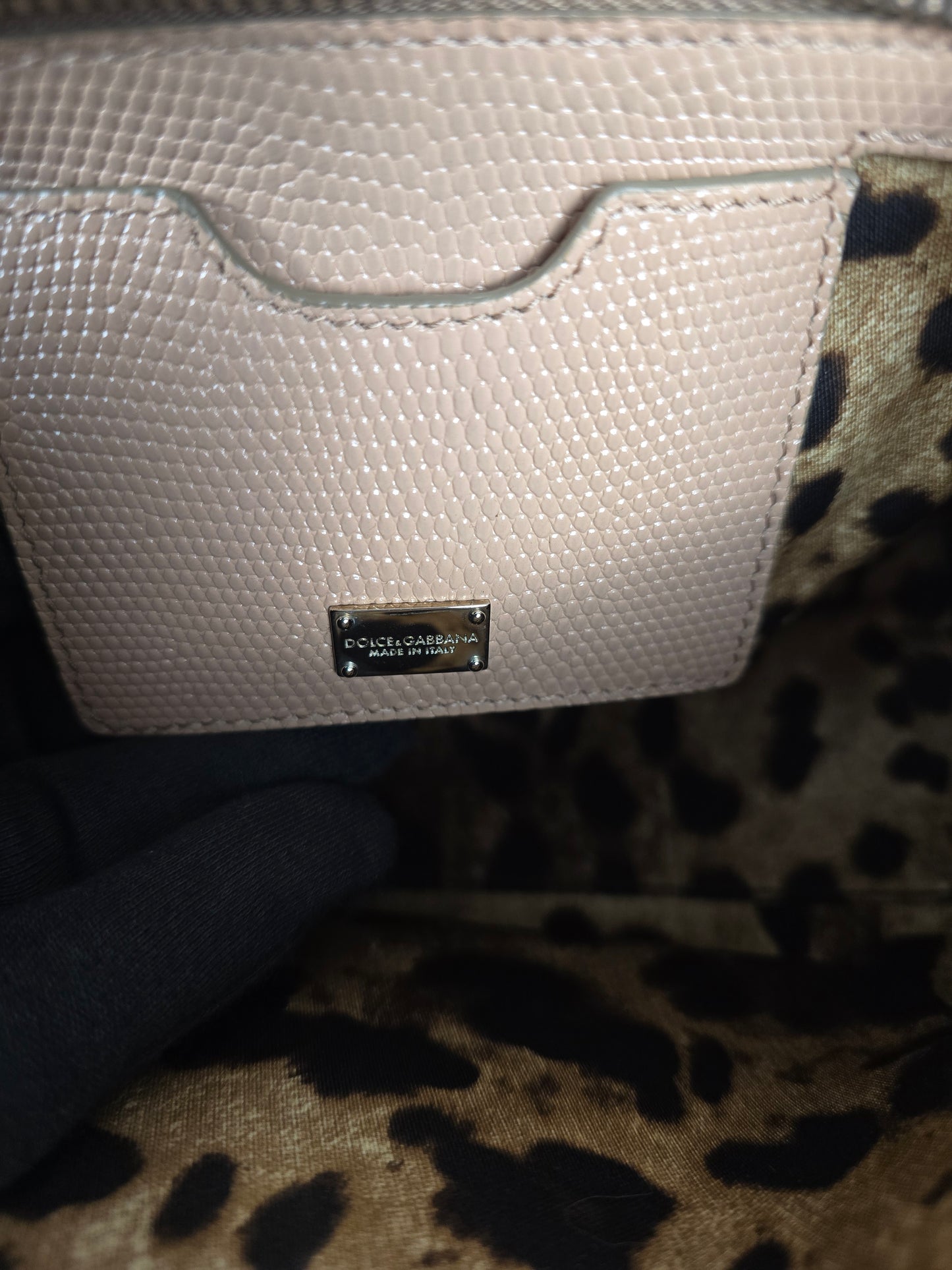 Dolce and Gabbana Monica Small Lizard Embossed Two Way Bag