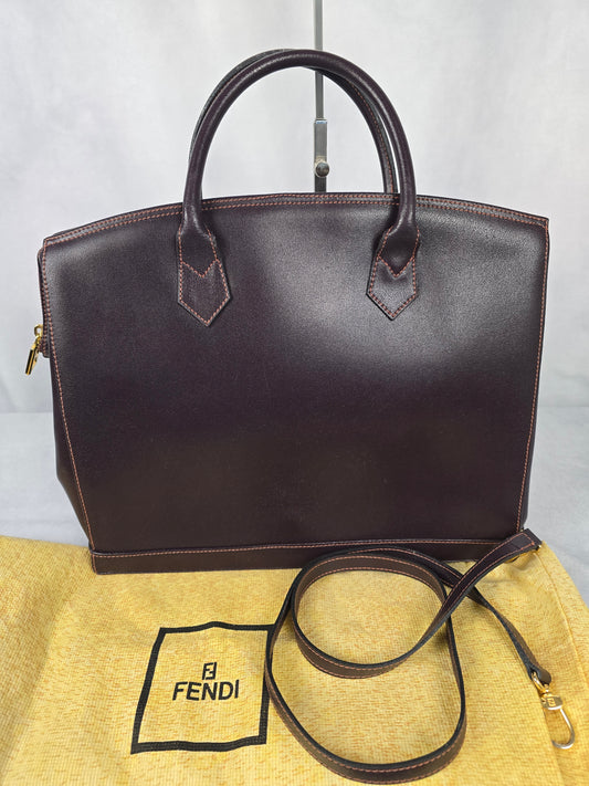 Fendi Selleria Two-Way Handbag in Black Cherry