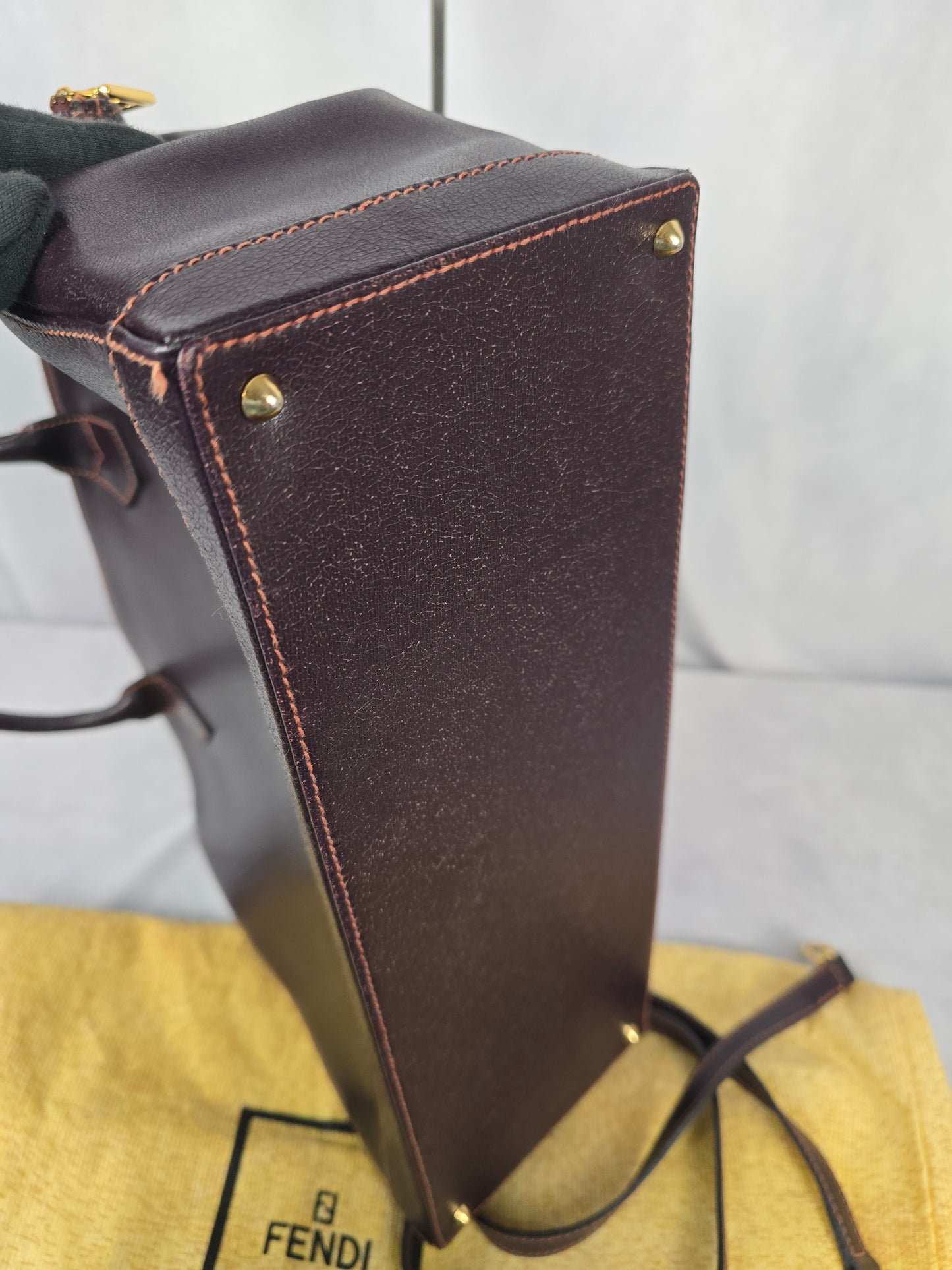 Fendi Selleria Two-Way Handbag in Black Cherry