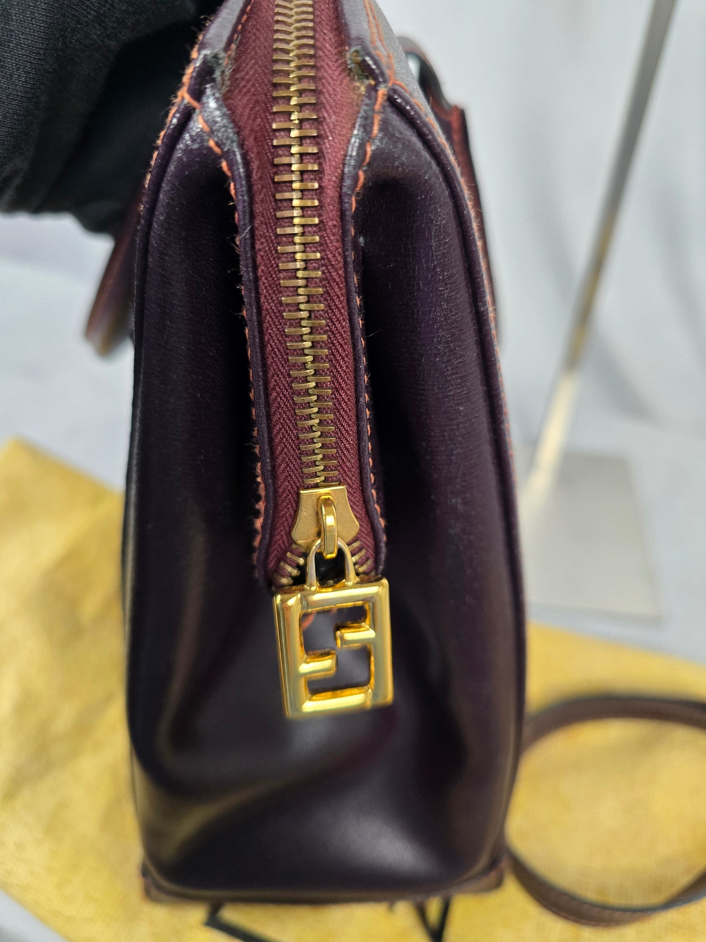 Fendi Selleria Two-Way Handbag in Black Cherry