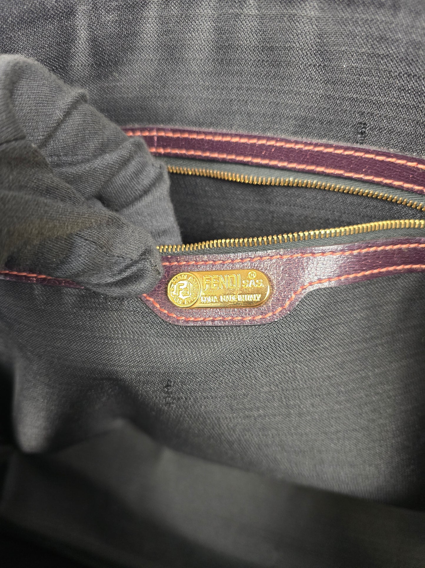 Fendi Selleria Two-Way Handbag in Black Cherry