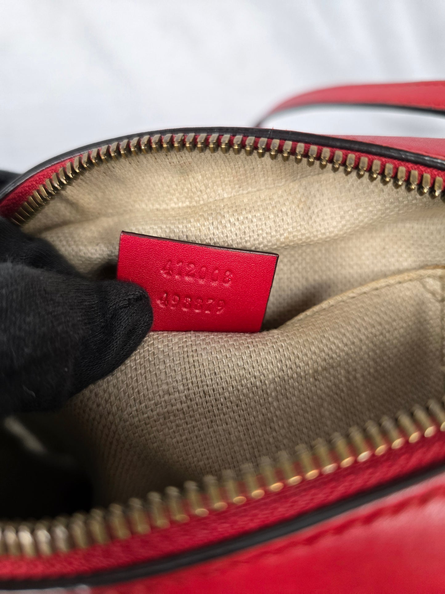 Gucci Bee Webby Red Calfskin Leather Crossbody