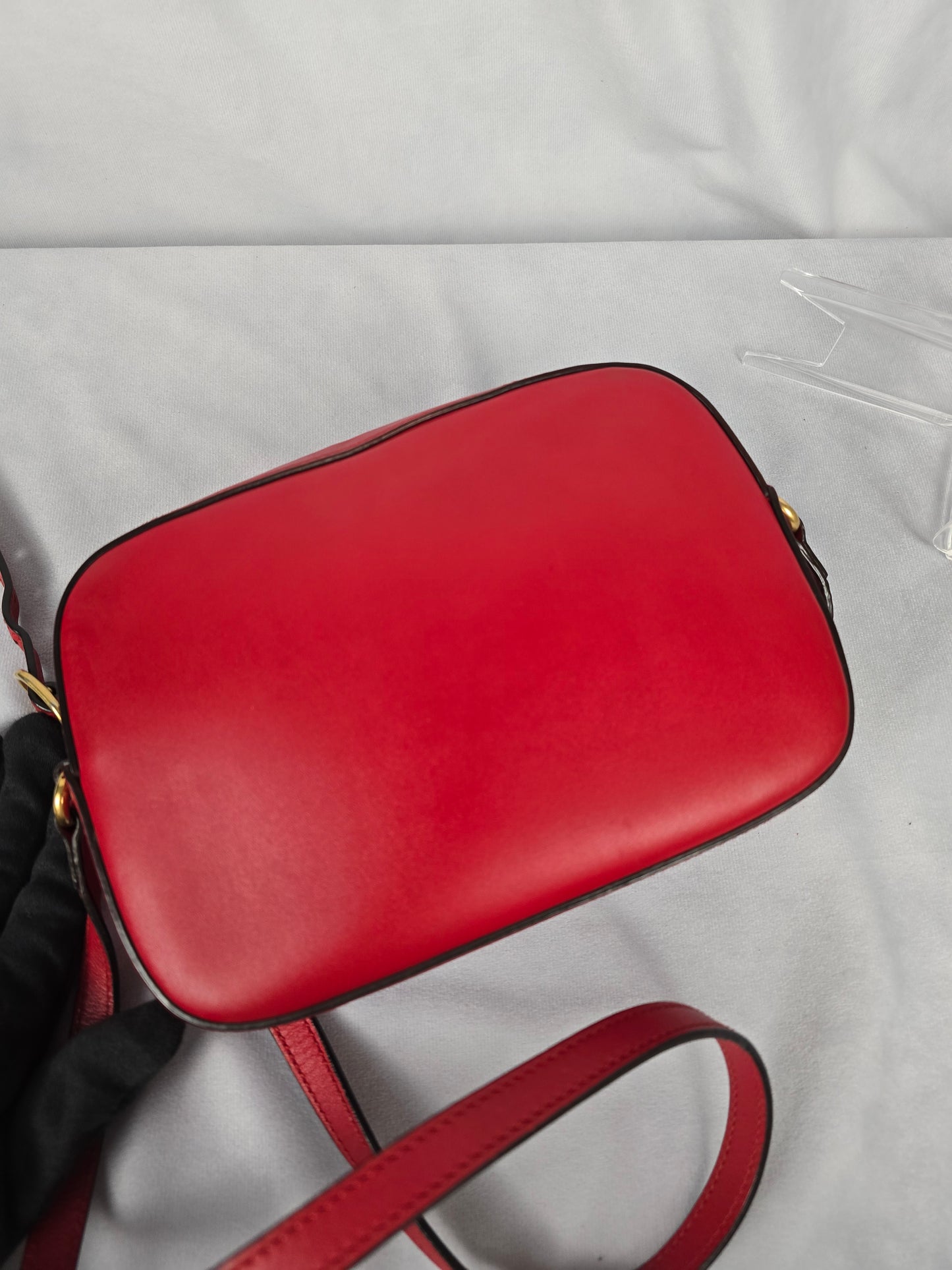 Gucci Bee Webby Red Calfskin Leather Crossbody