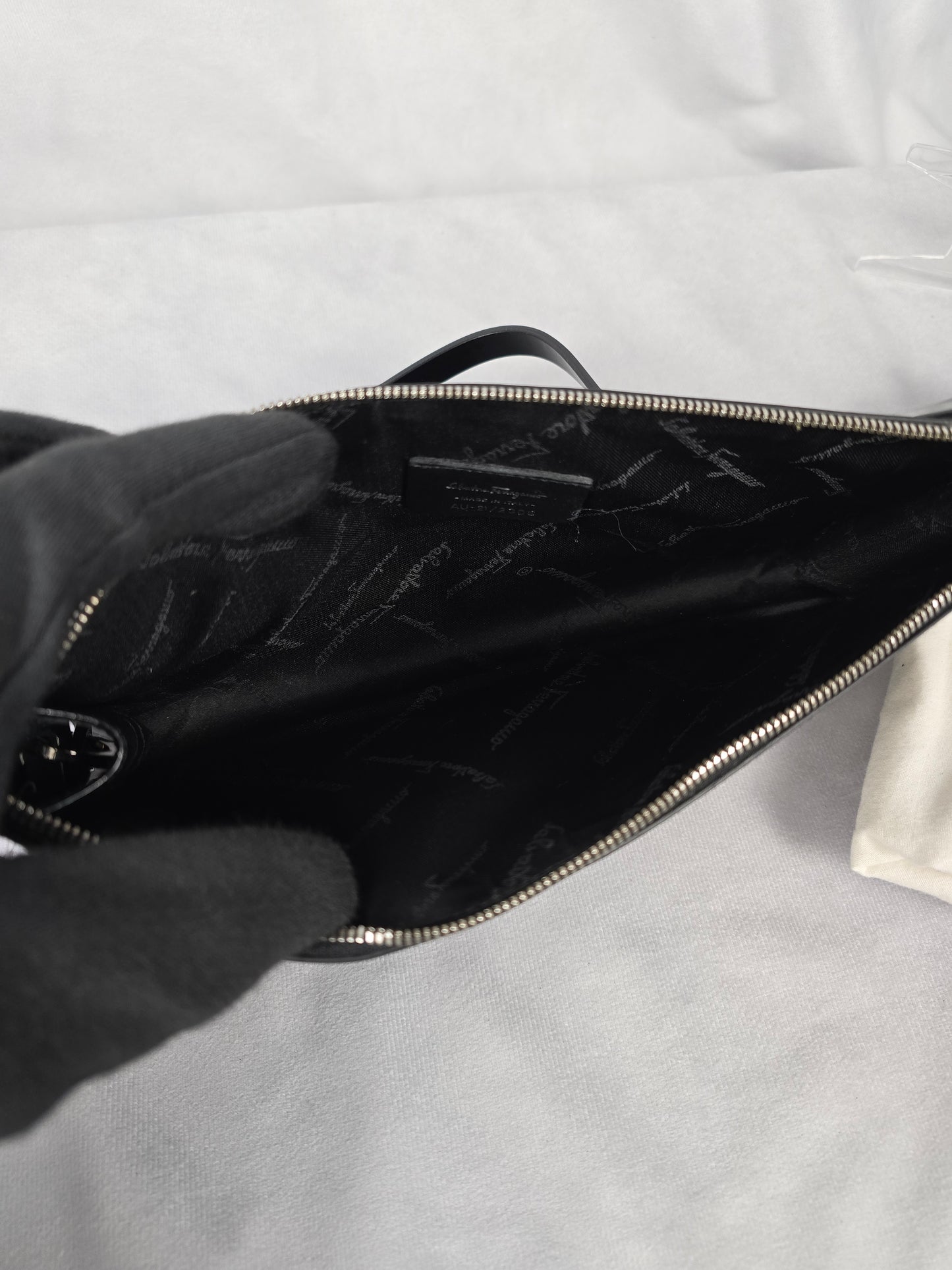 Ferragamo Black Patent Leather Shoulder Bag