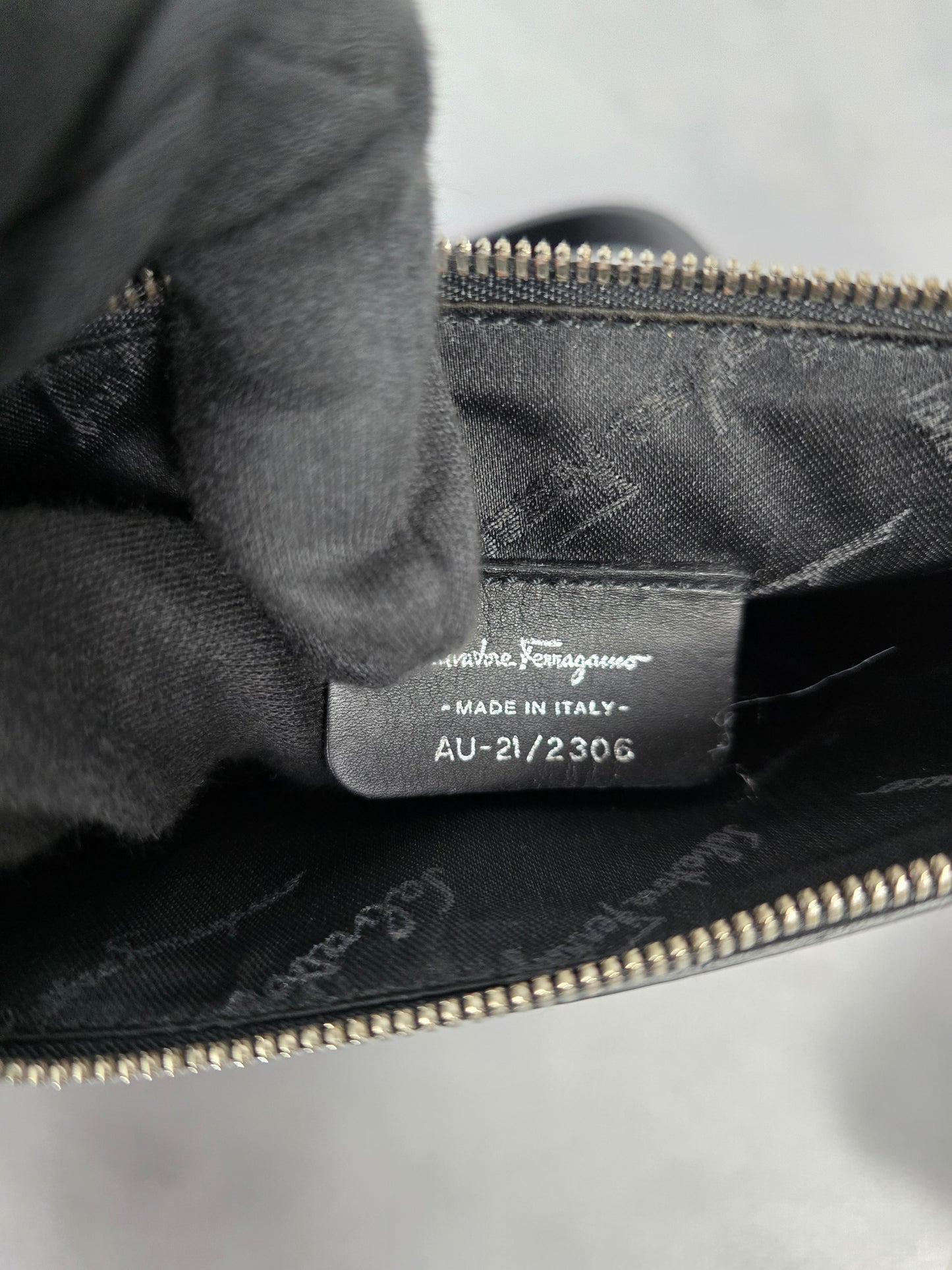 Ferragamo Black Patent Leather Shoulder Bag