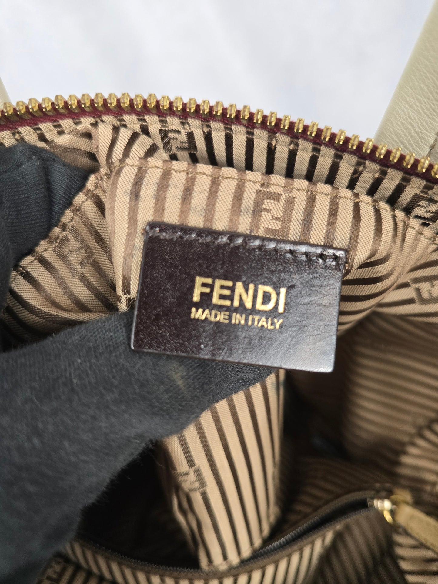 Fendi Chameleon Leather and Burgundy Patent Leather Two-Way Handbag