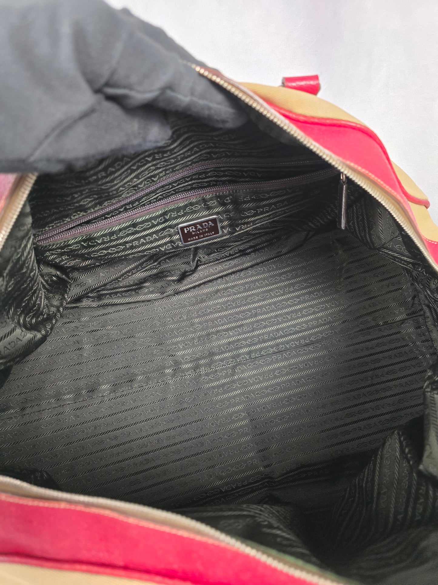 Prada Duffle Bag with Red Leather Trim