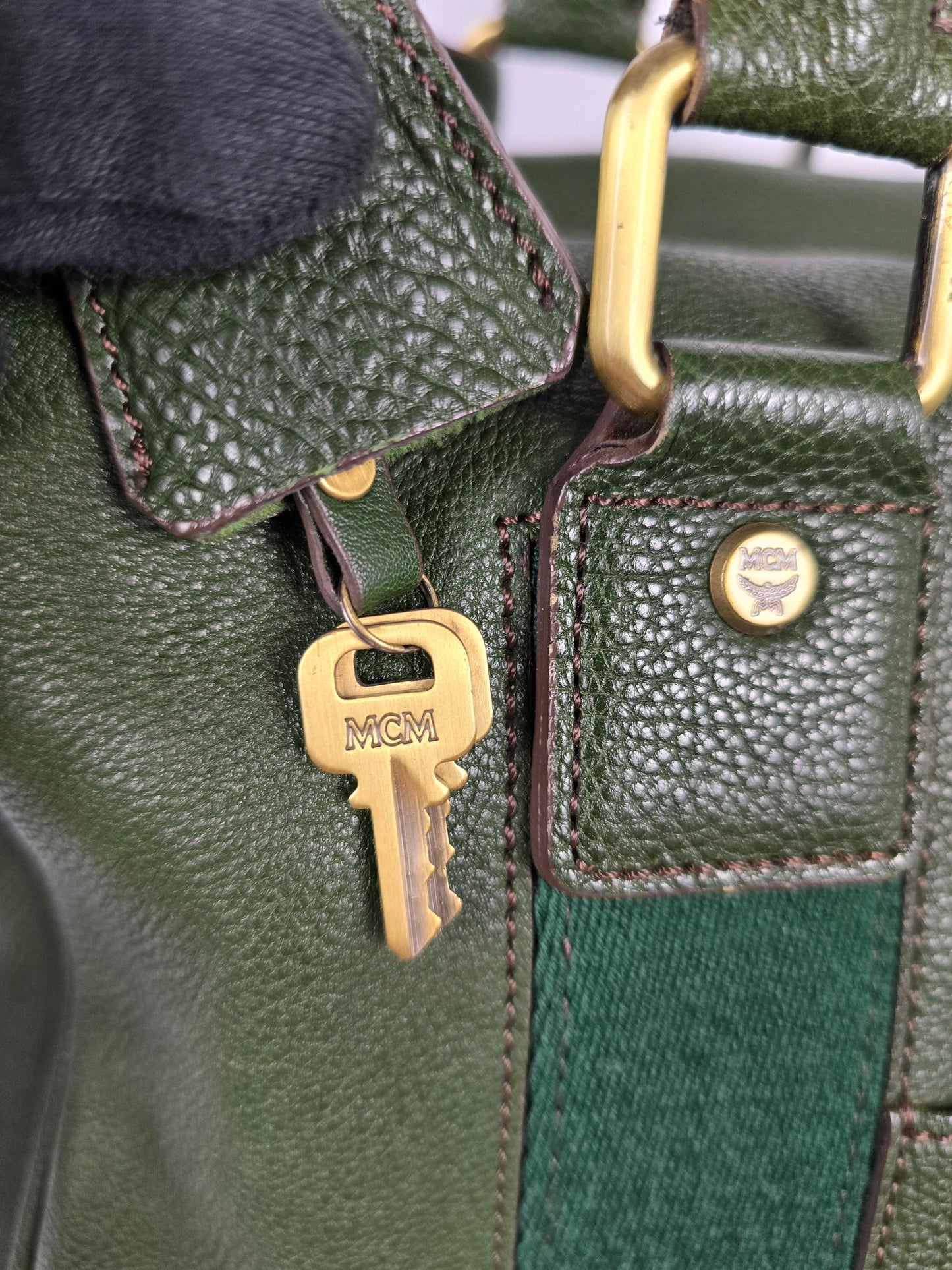 MCM Large Green leather convertible purse/backpack