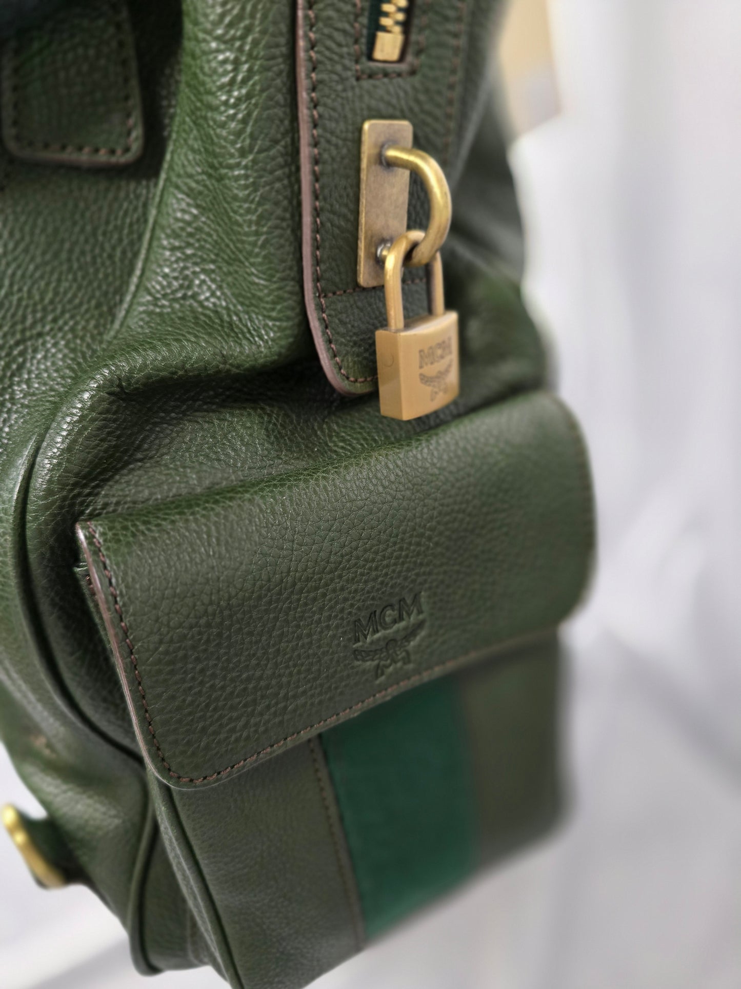 MCM Large Green leather convertible purse/backpack