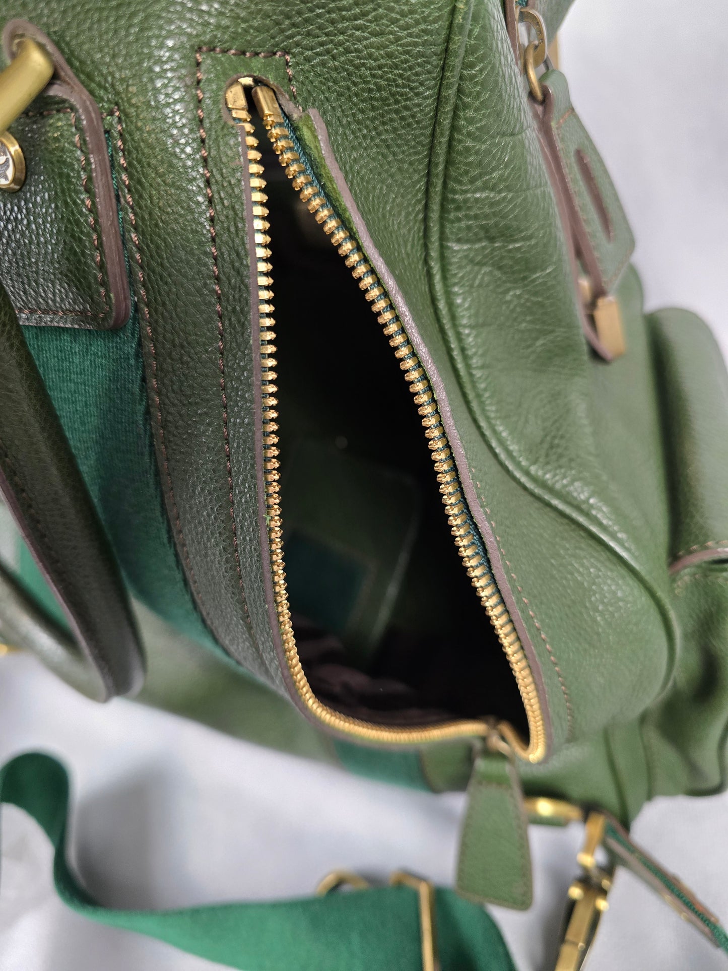 MCM Large Green leather convertible purse/backpack