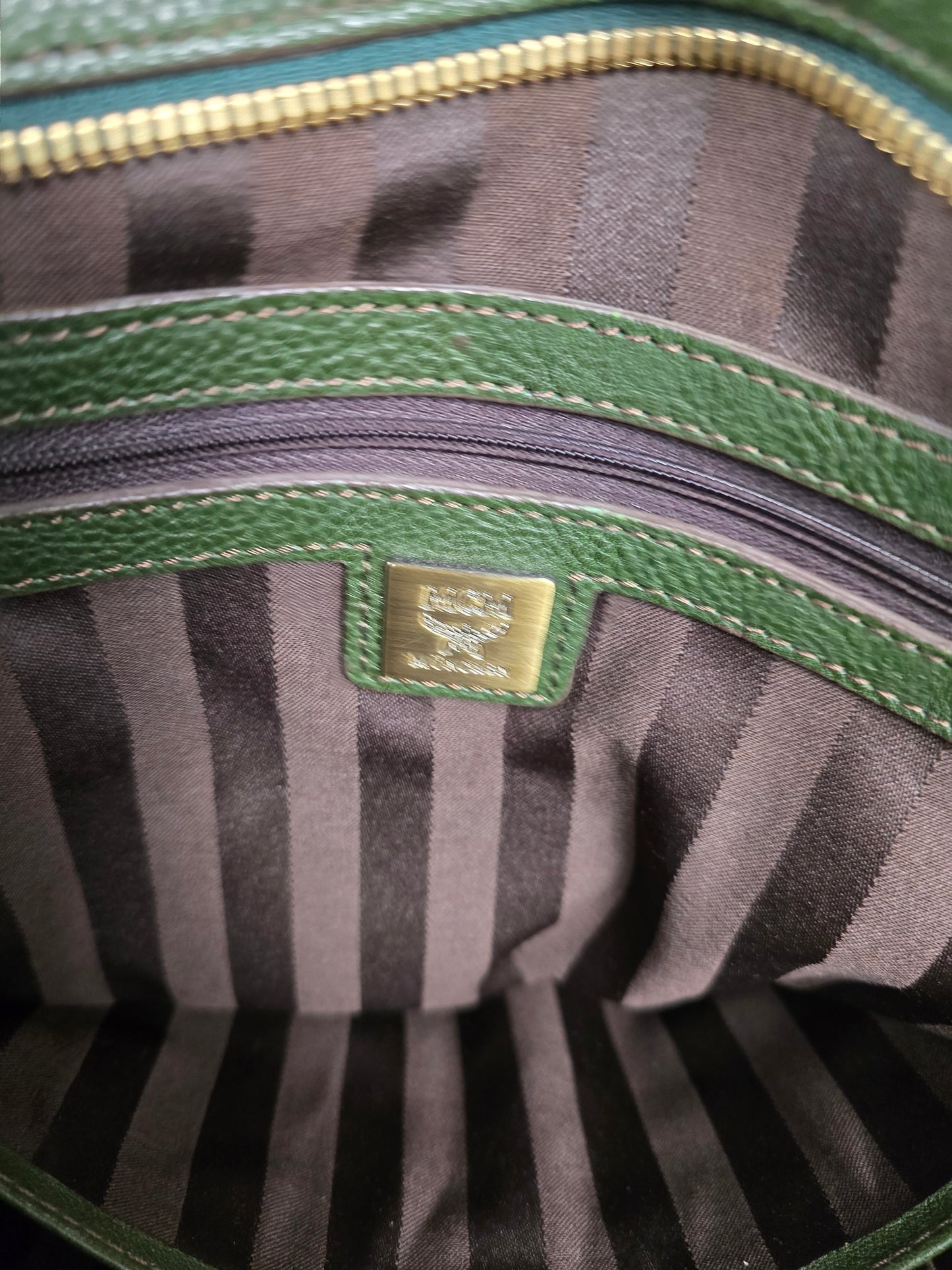 MCM Large Green leather convertible purse/backpack