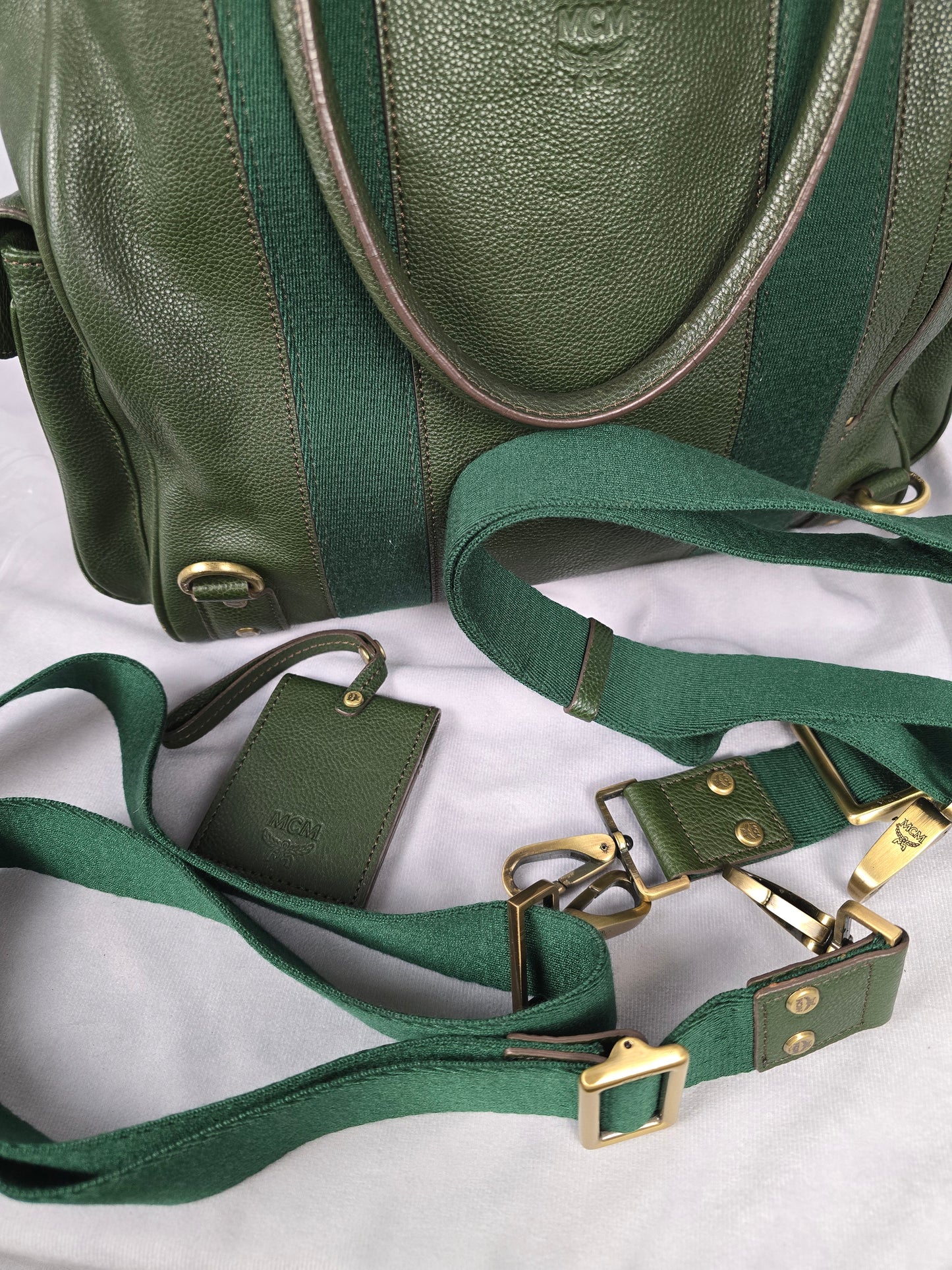 MCM Large Green leather convertible purse/backpack