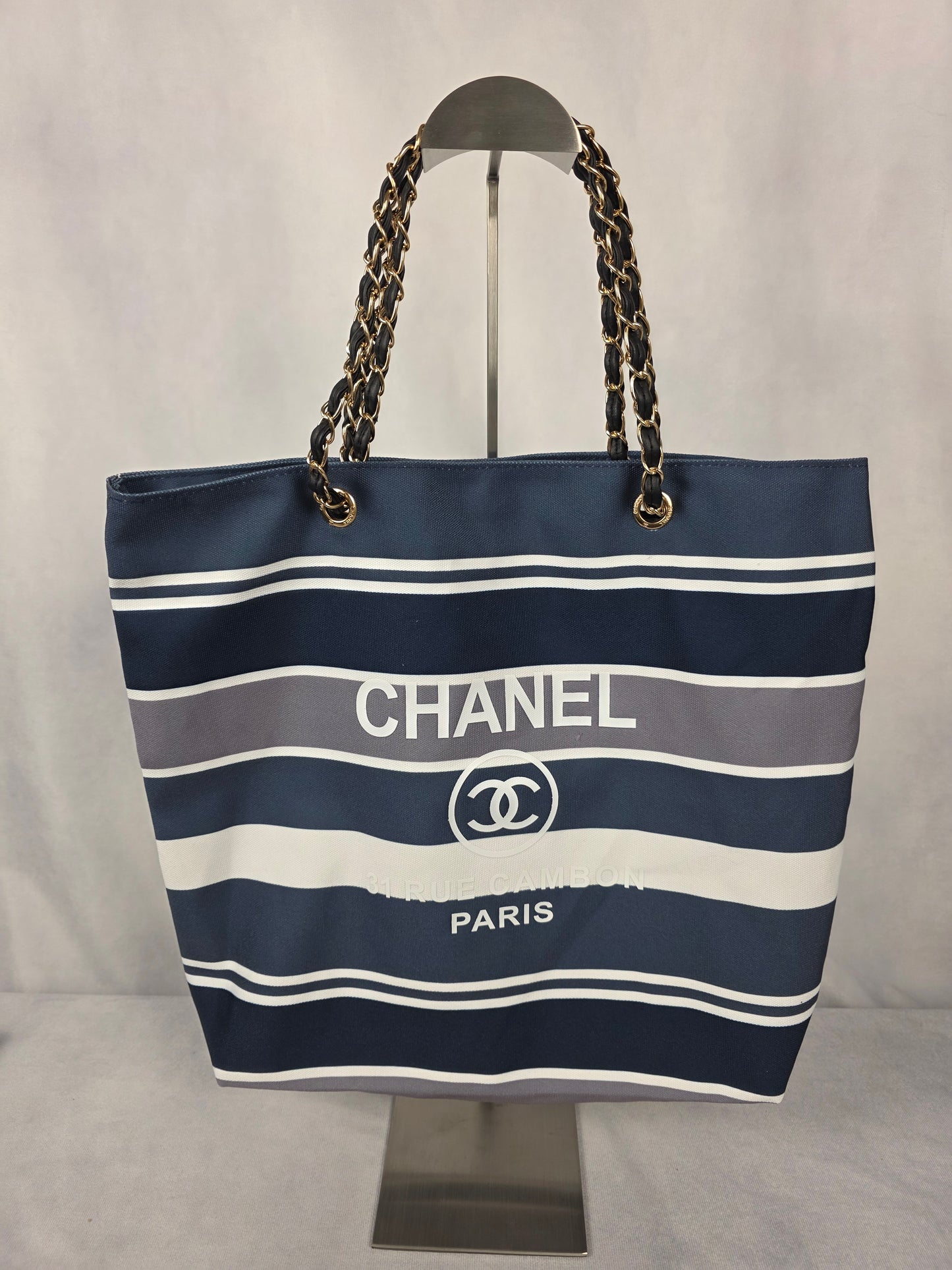 CHANEL BLUE STRIPE TOTE - GWP