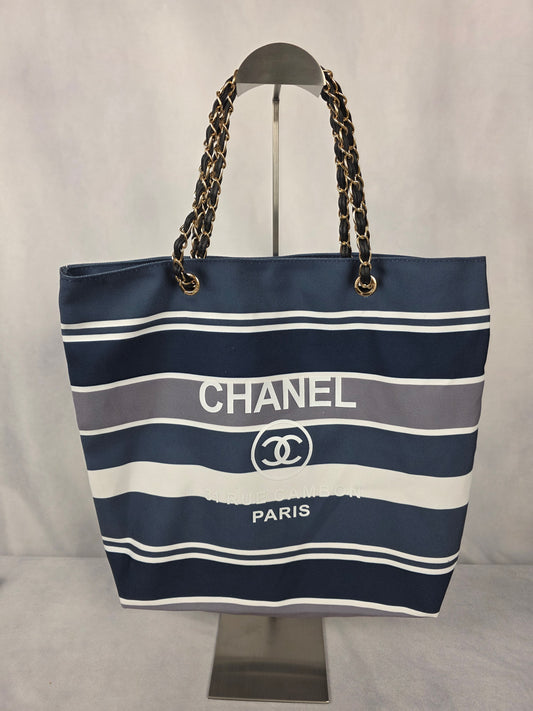 CHANEL BLUE STRIPE TOTE - GWP