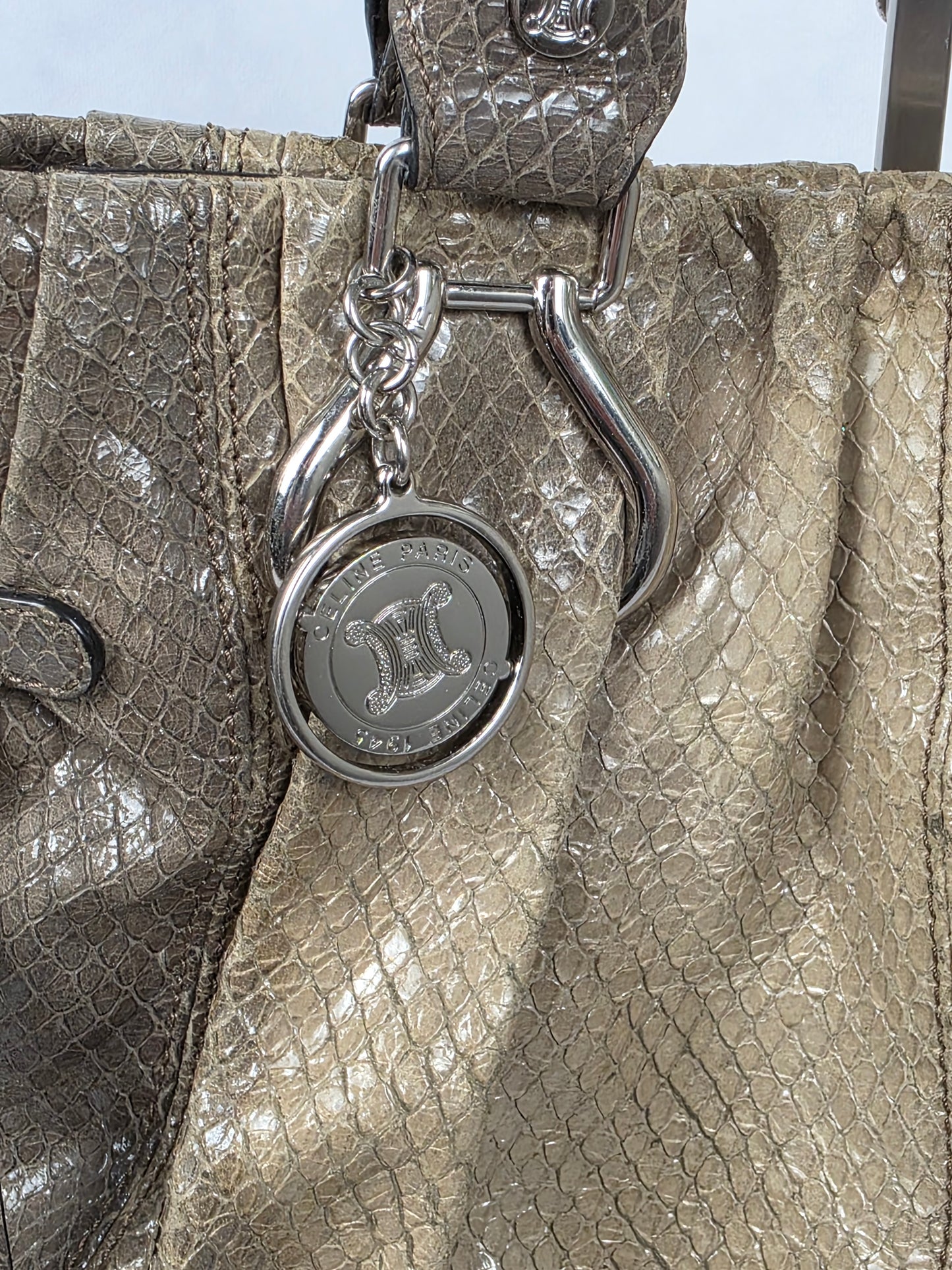 CELINE TWO TONE GREY PYTHON TWO WAY TOTE