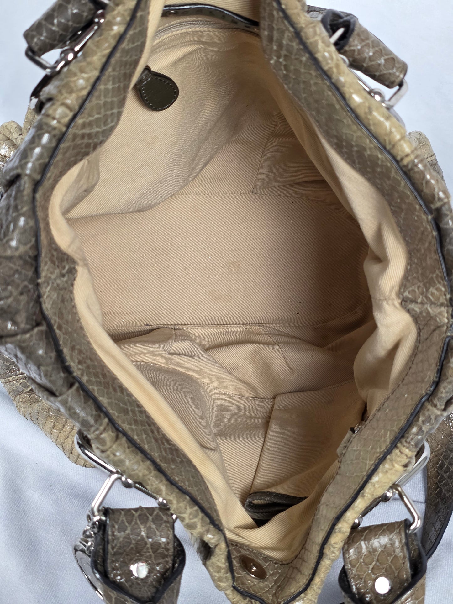 CELINE TWO TONE GREY PYTHON TWO WAY TOTE