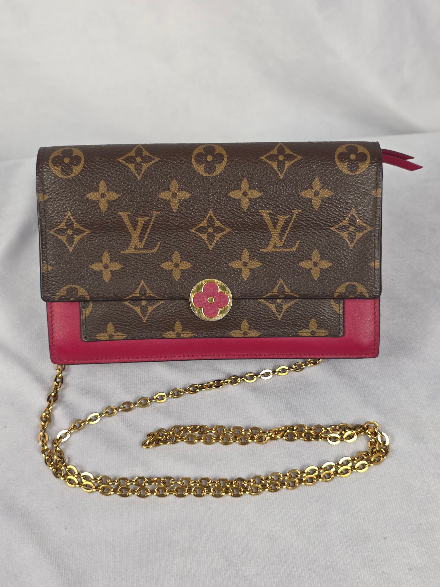 LOUIS VUITTON FLORE MONOGRAM CANVAS CHAIN WALLET