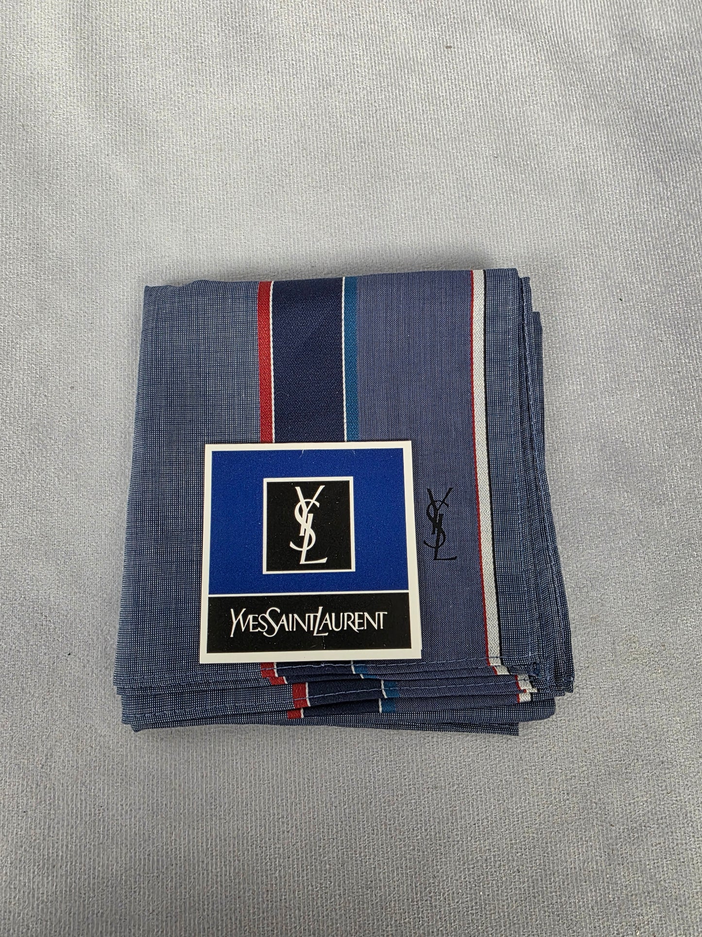 YSL HANDKERCHIEF, BLUE STRIPE